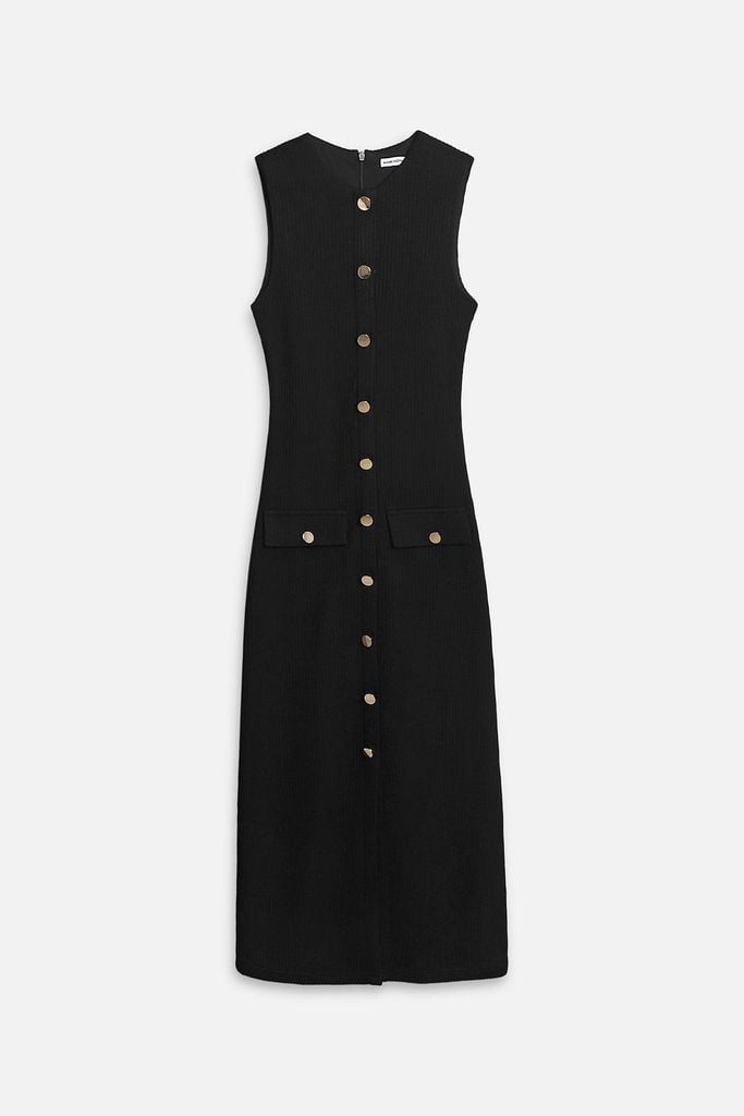  Đầm Dài Sleeveless Knit Button 