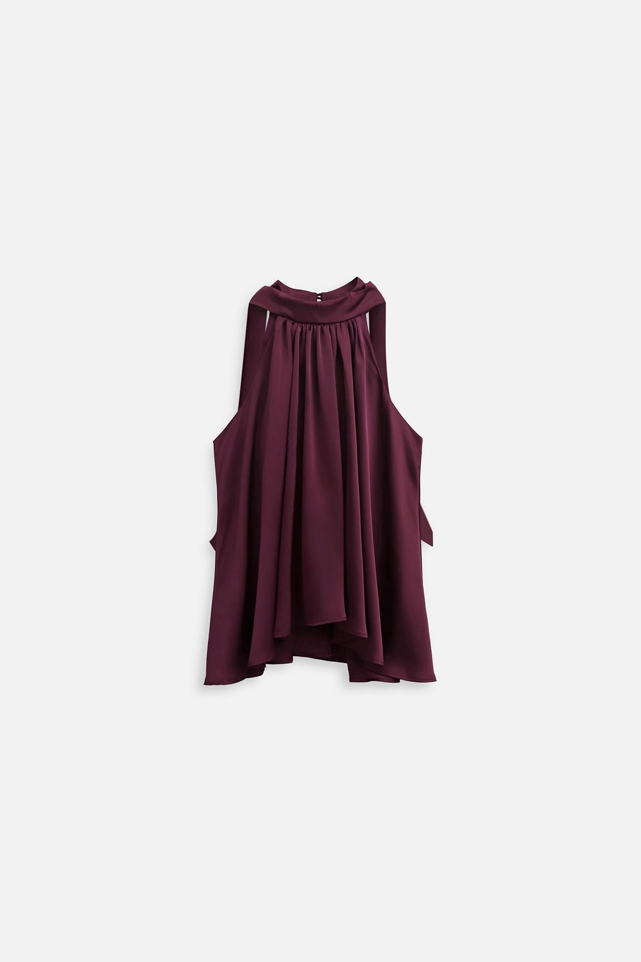 Áo Silk Halter Tiered Mini
