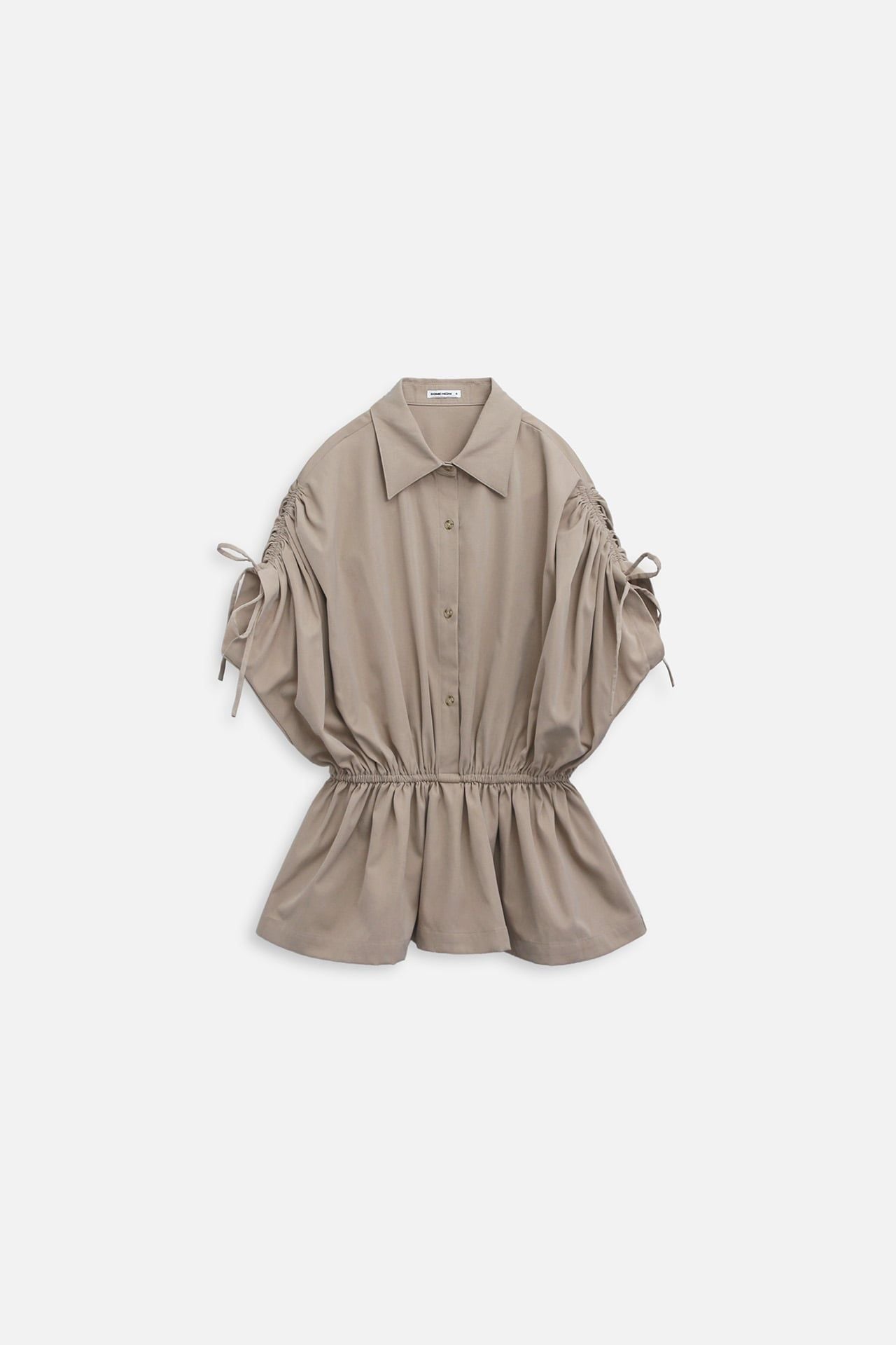 Áo Tiered Khaki Waist Tie