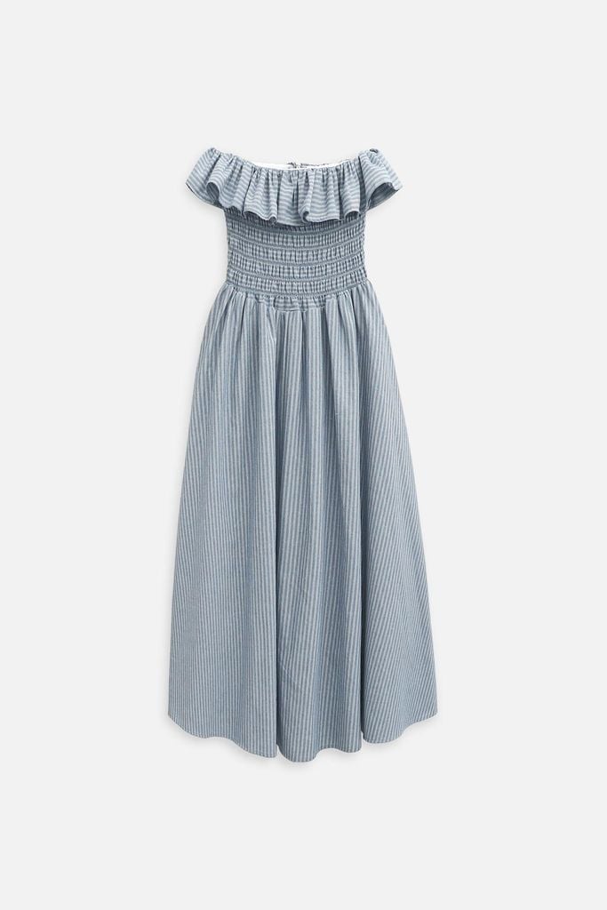  Đầm Dài Striped Maxi Dress Ruffle Detail 