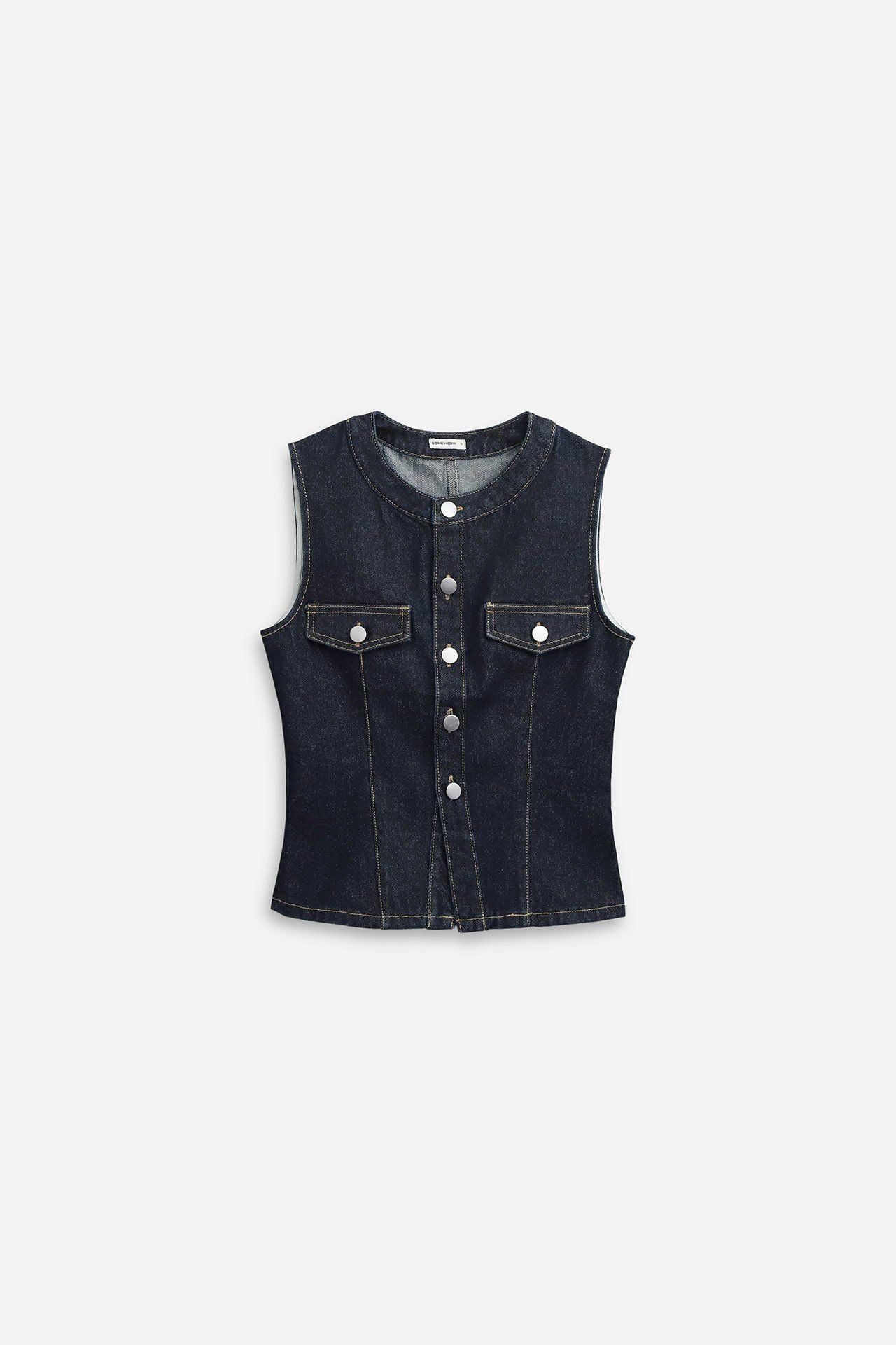 Áo Sleeveless Denim Snap