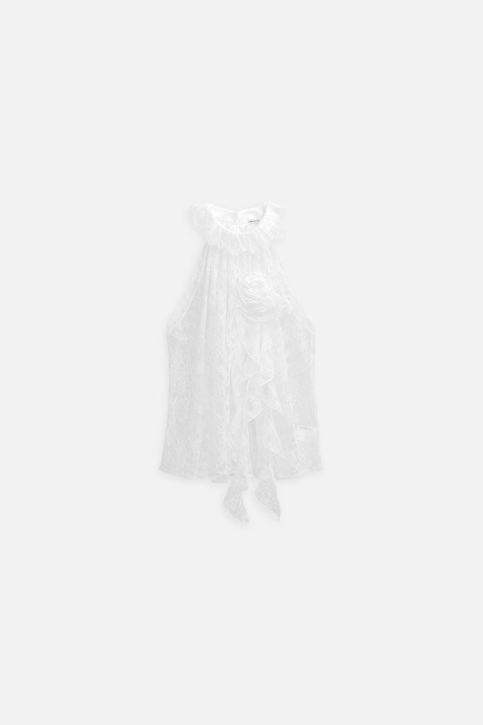  Áo Ivory Blossom Lace Black White 