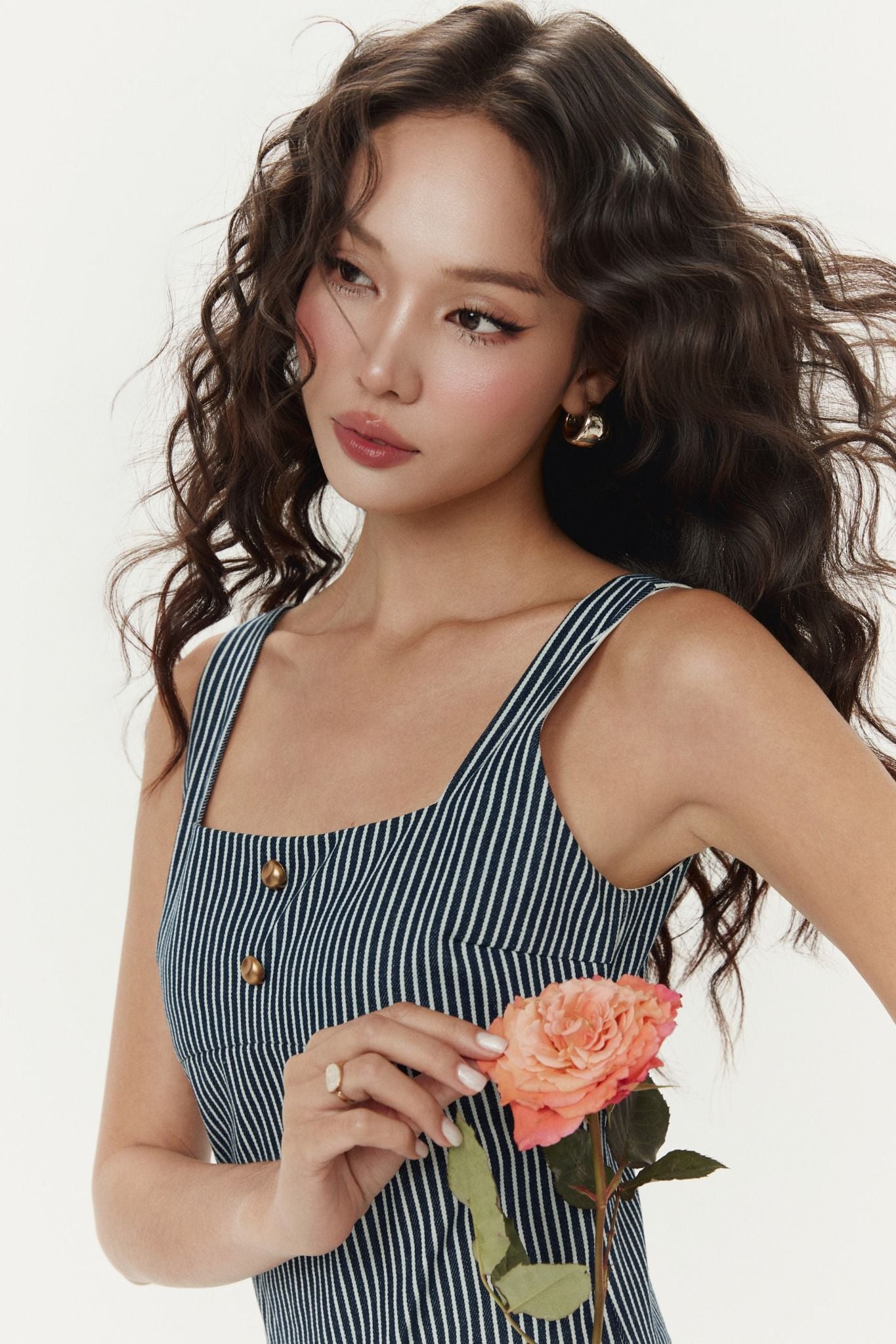 Đầm Ngắn Denim Marine Pinstripe