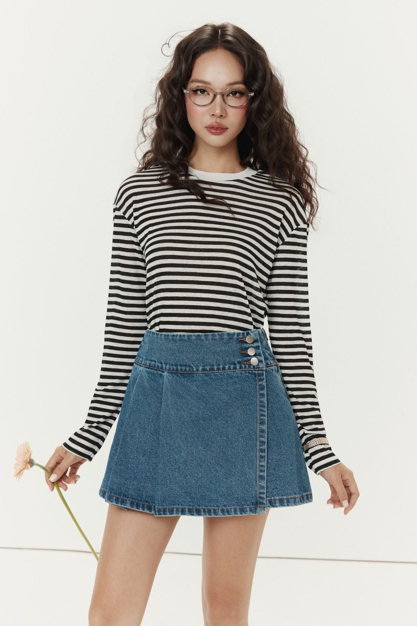  Áo Thun Tay Dài Horizontal Stripe 