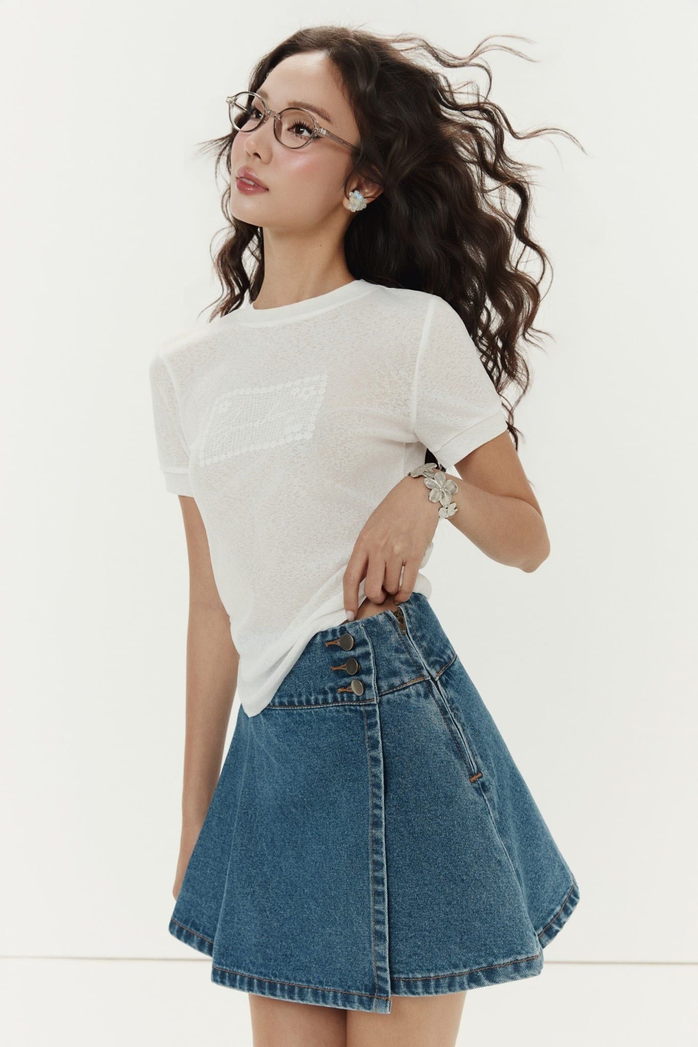 Chân Váy Denim Pleats 3 Buttons