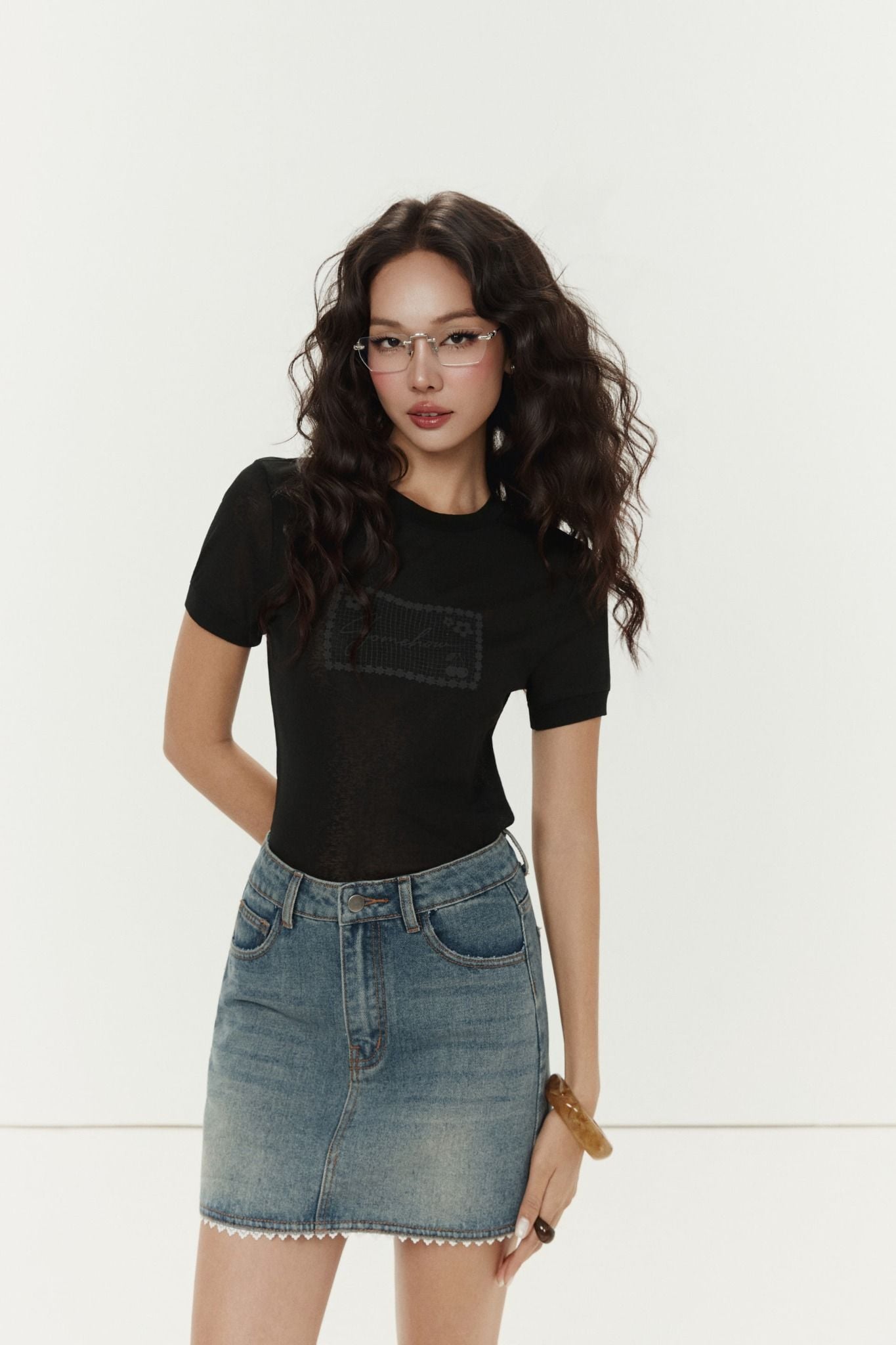  Chân Váy Ngắn Denim Blue Lacey 