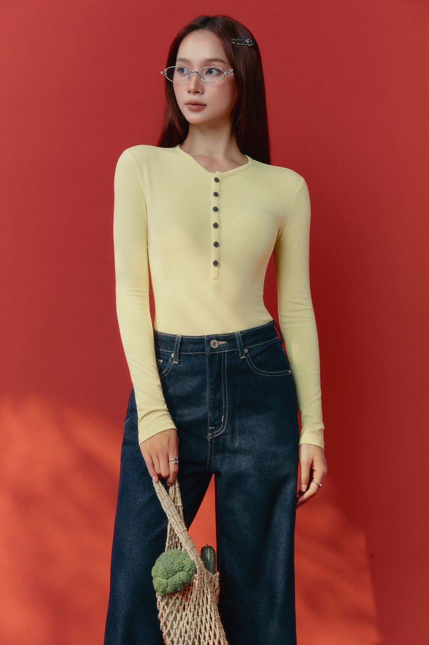 Quần Jean Straight Light Flare Blue