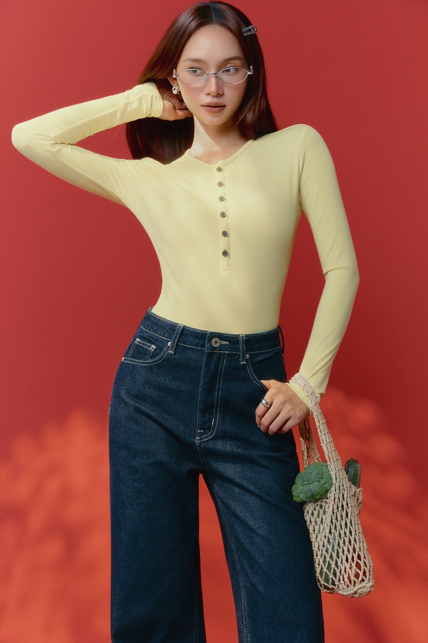 Quần Jean Straight Light Flare Blue