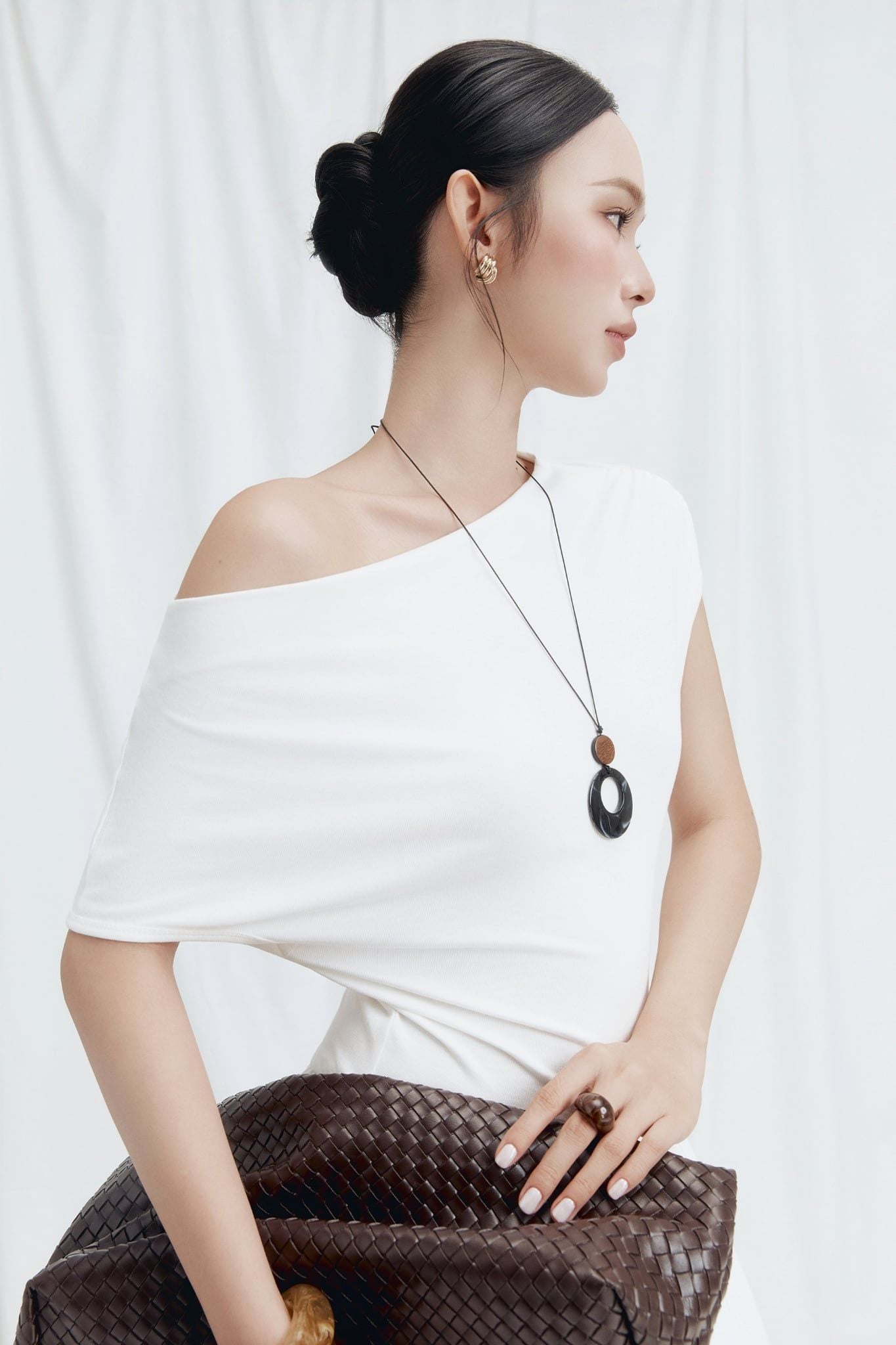 Đầm Dài Trễ Vai Form Tùng Bí Phối Vải
