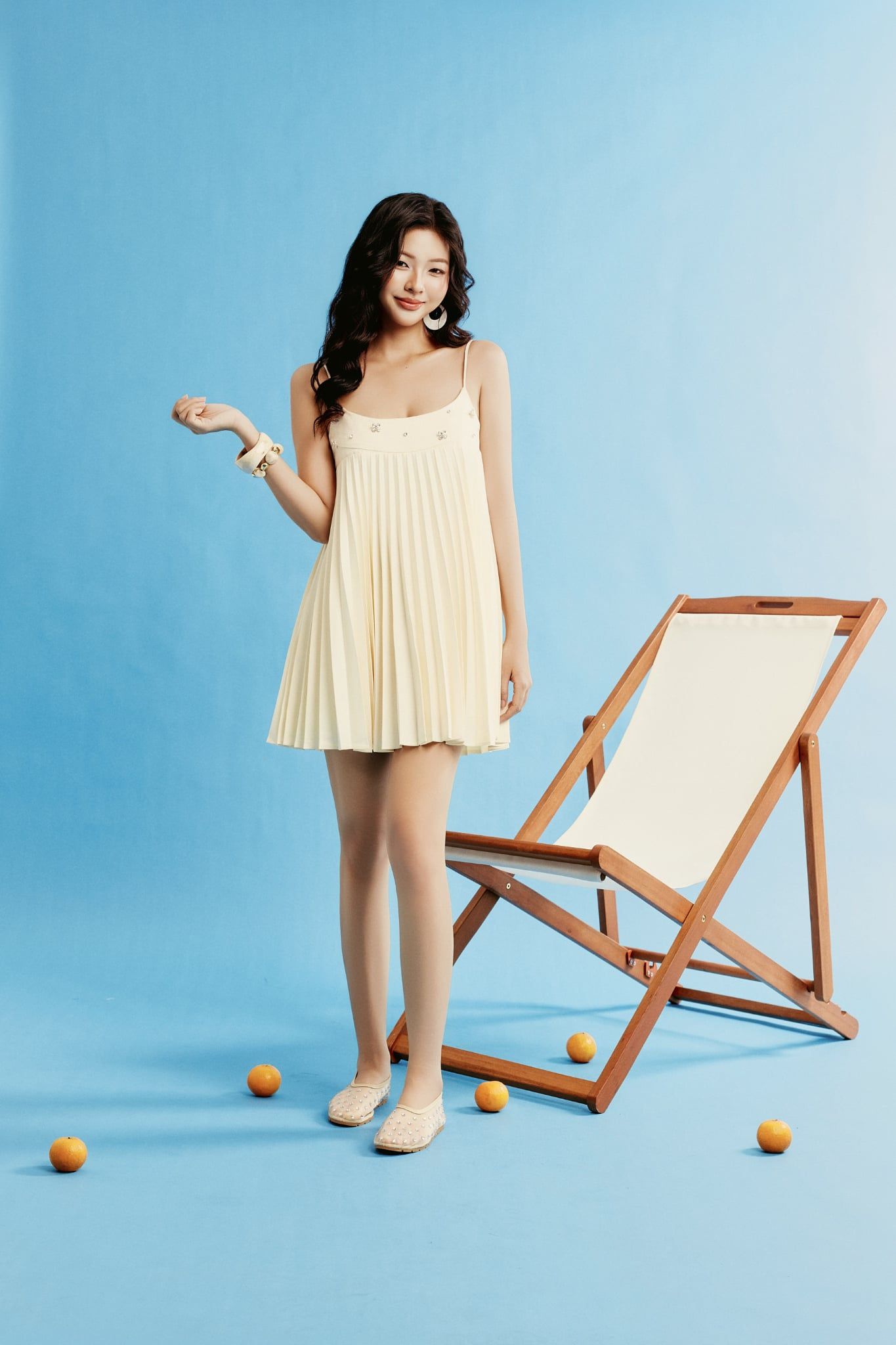  Đầm Ngắn 2 Dây Babydoll Dập Ly Aria Top 