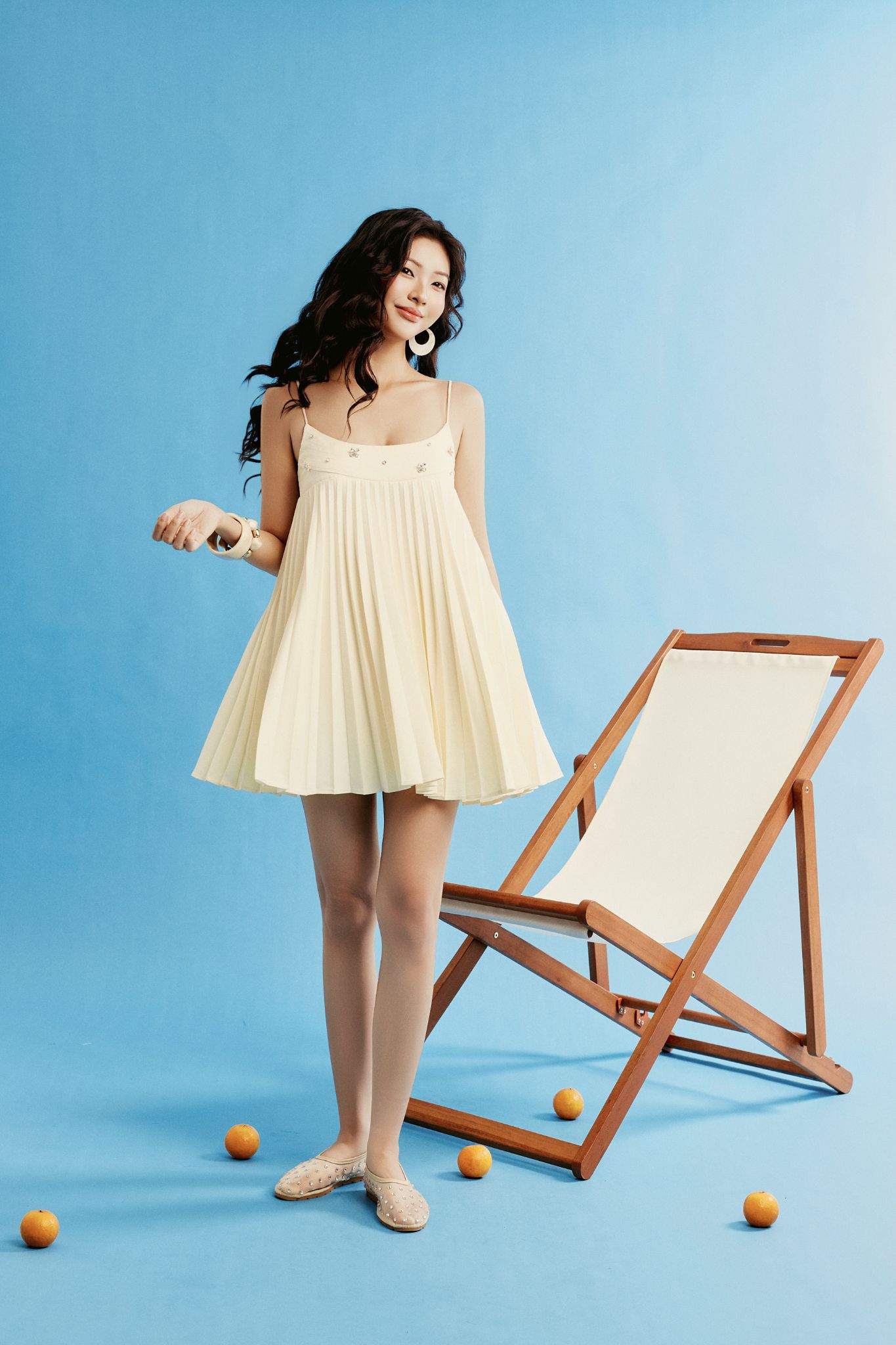 Đầm Ngắn 2 Dây Babydoll Dập Ly Aria Top