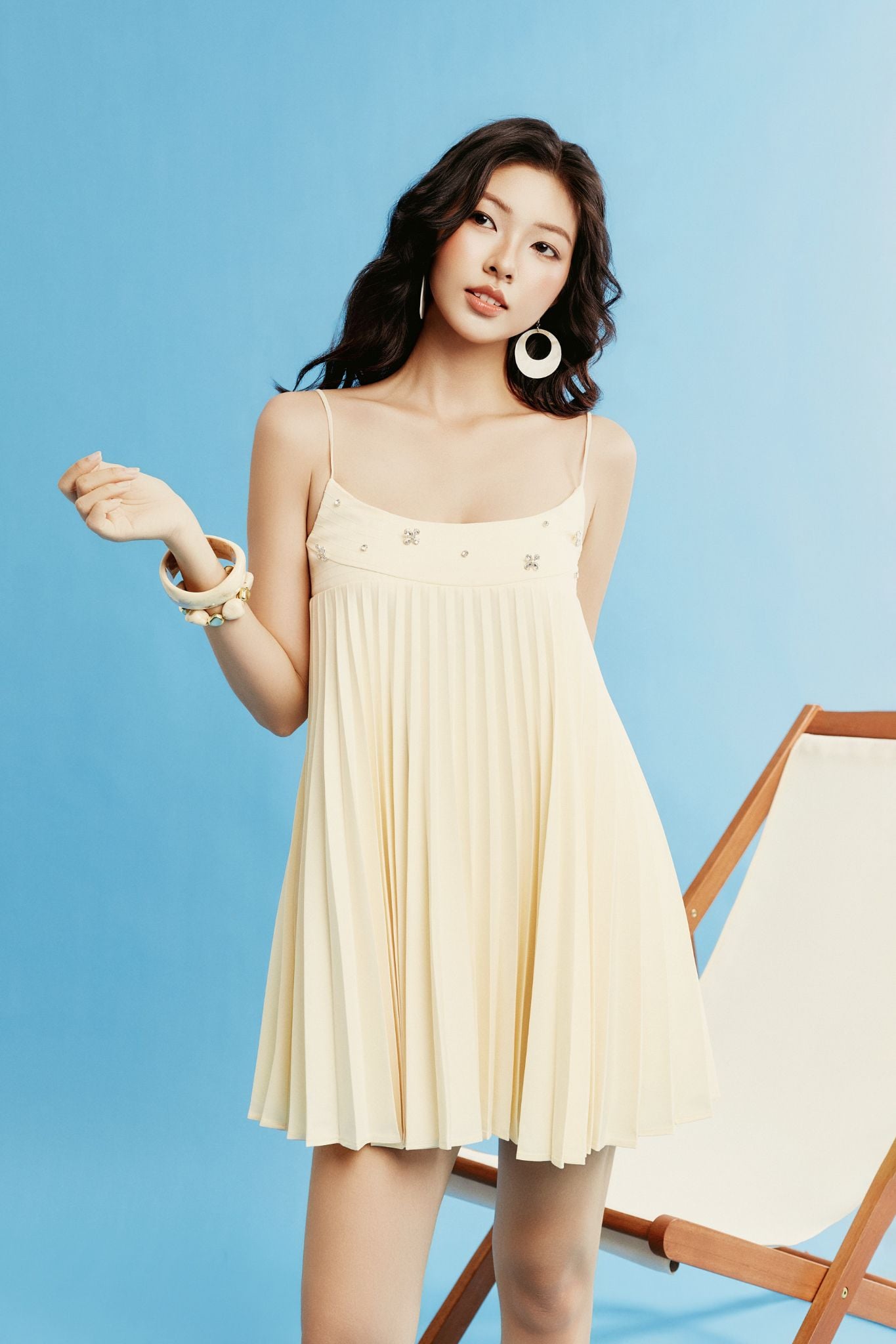 Đầm Ngắn 2 Dây Babydoll Dập Ly Aria Top