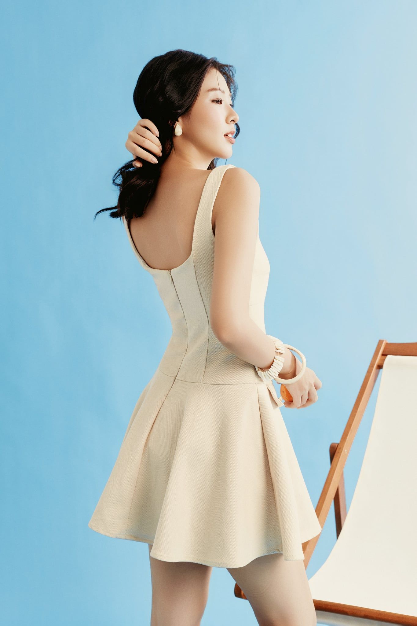 Đầm Ngắn Denim Marine Pinstripe