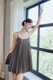 Đầm Ngắn 2 Dây Babydoll Dập Ly Aria Top
