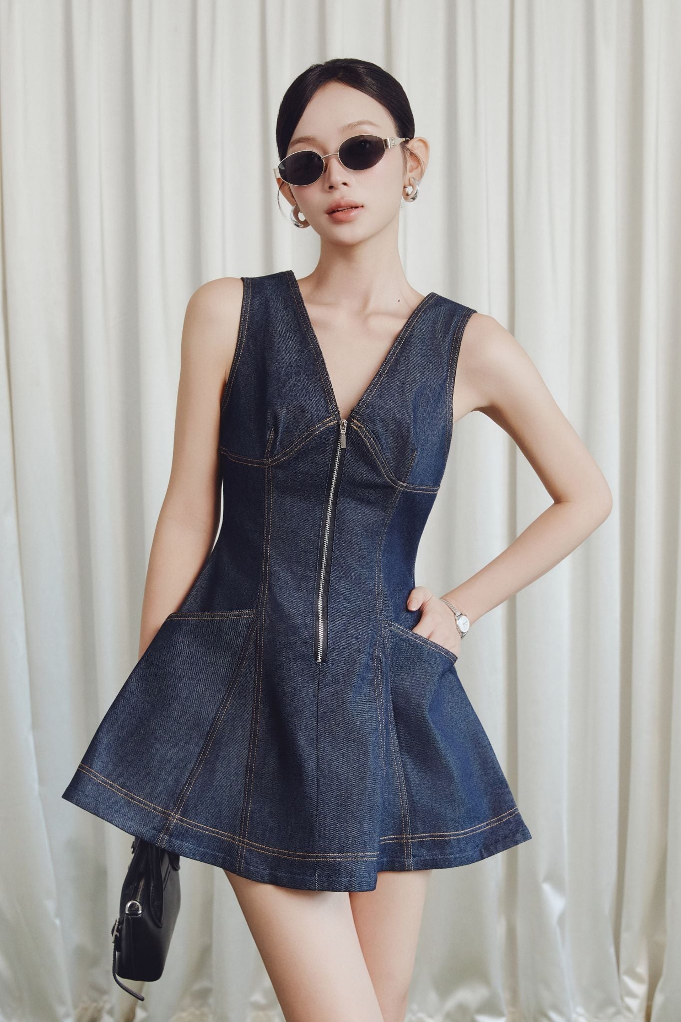 Đầm Ngắn Denim Sát Nách Jade Dress