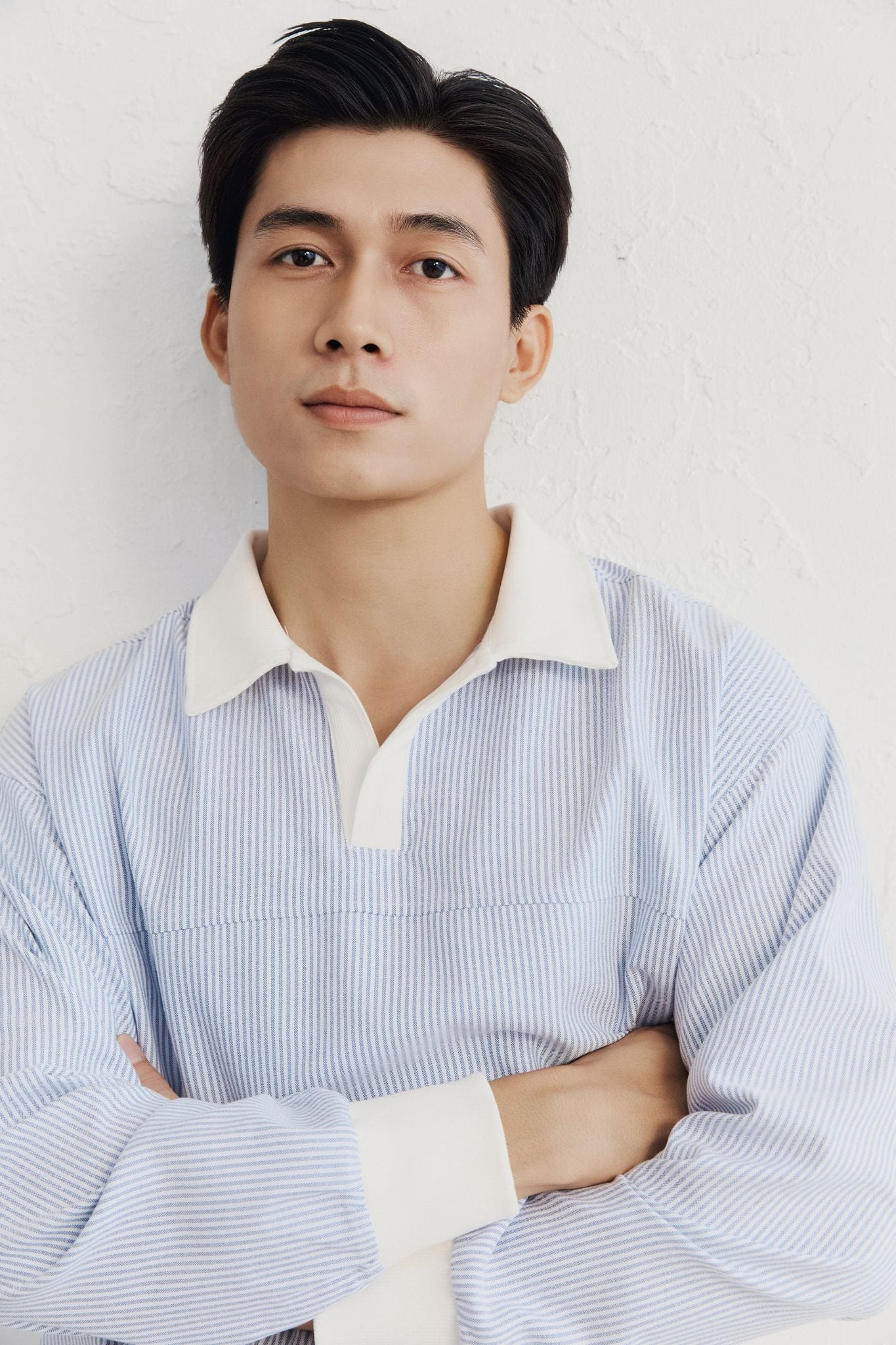Áo Polo Oversize Oxford Sọc Phối Thun
