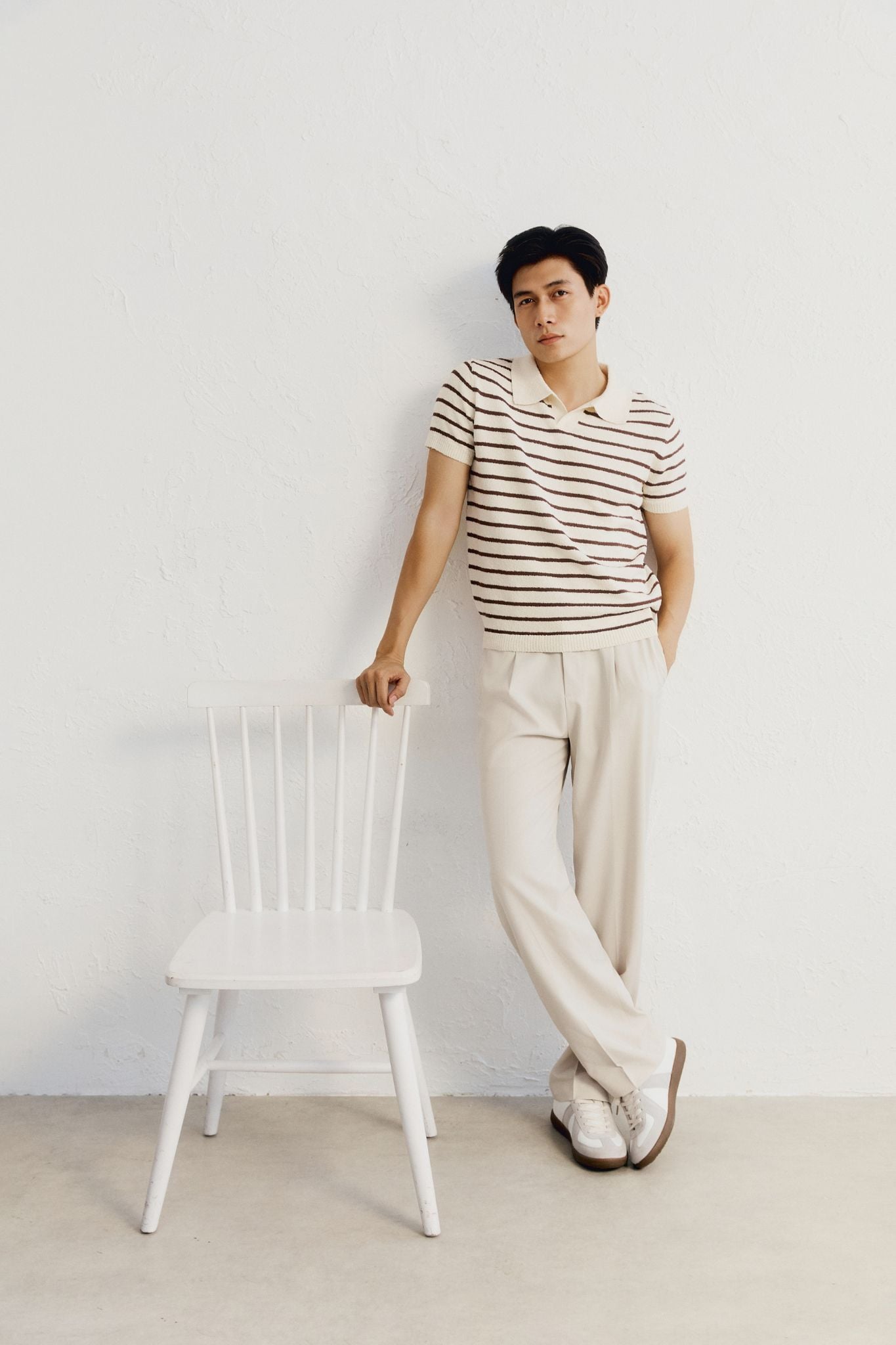 Áo Polo Regular Dệt Kim Stripe