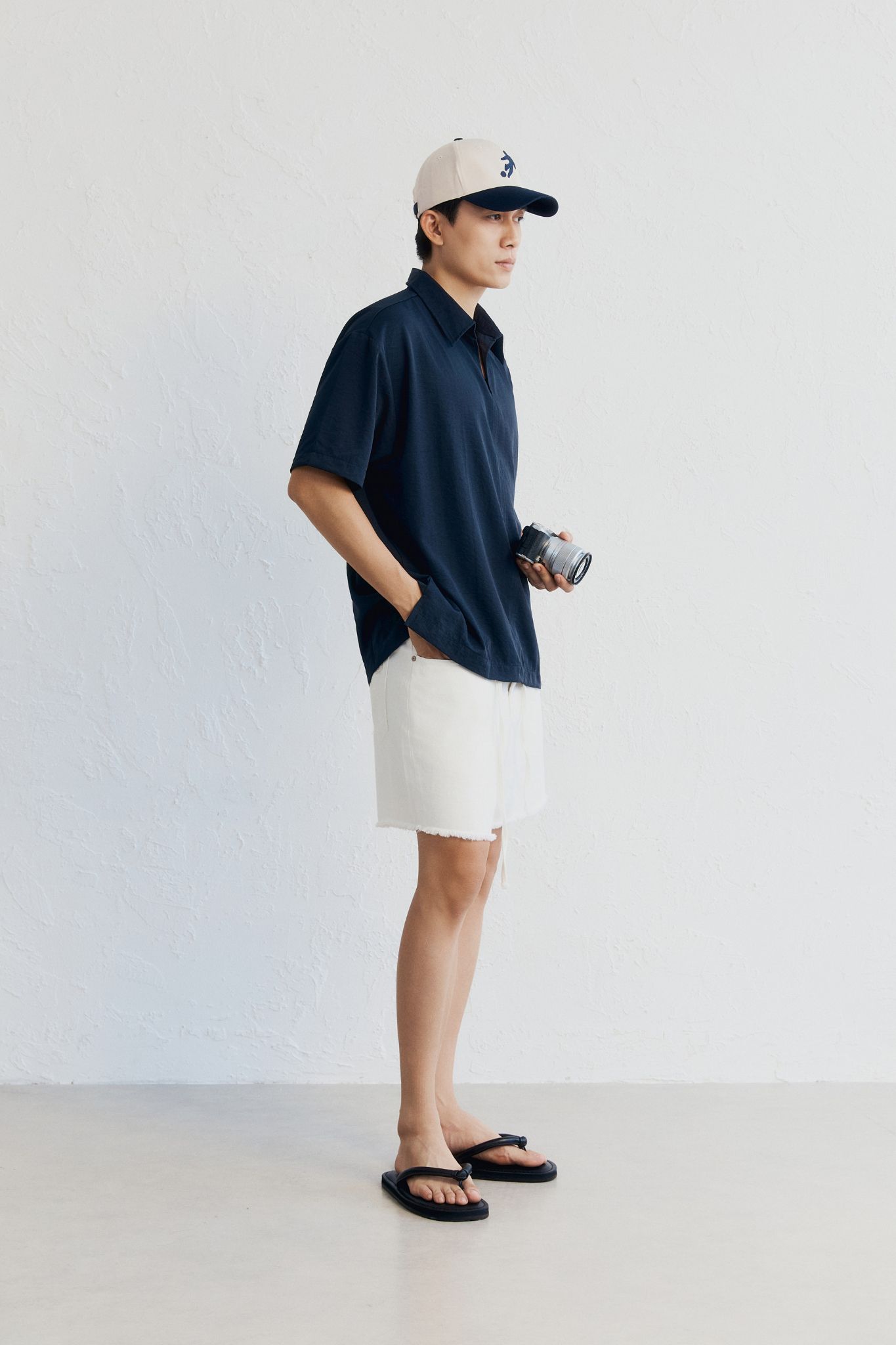 Áo Sơ Mi Cổ Chui Blue Black