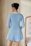 Đầm Ngắn Tay Dài Ribbed Dress