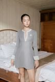 Đầm Ngắn Tay Dài Ribbed Dress