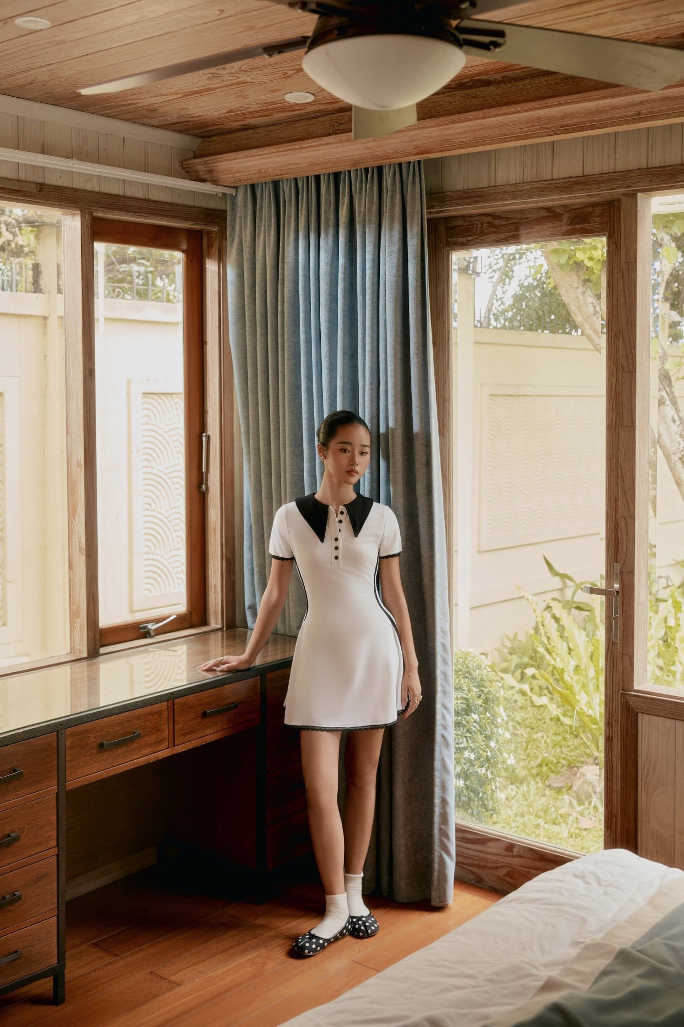 Đầm Ngắn Xòe Polka Dot Polo Dress
