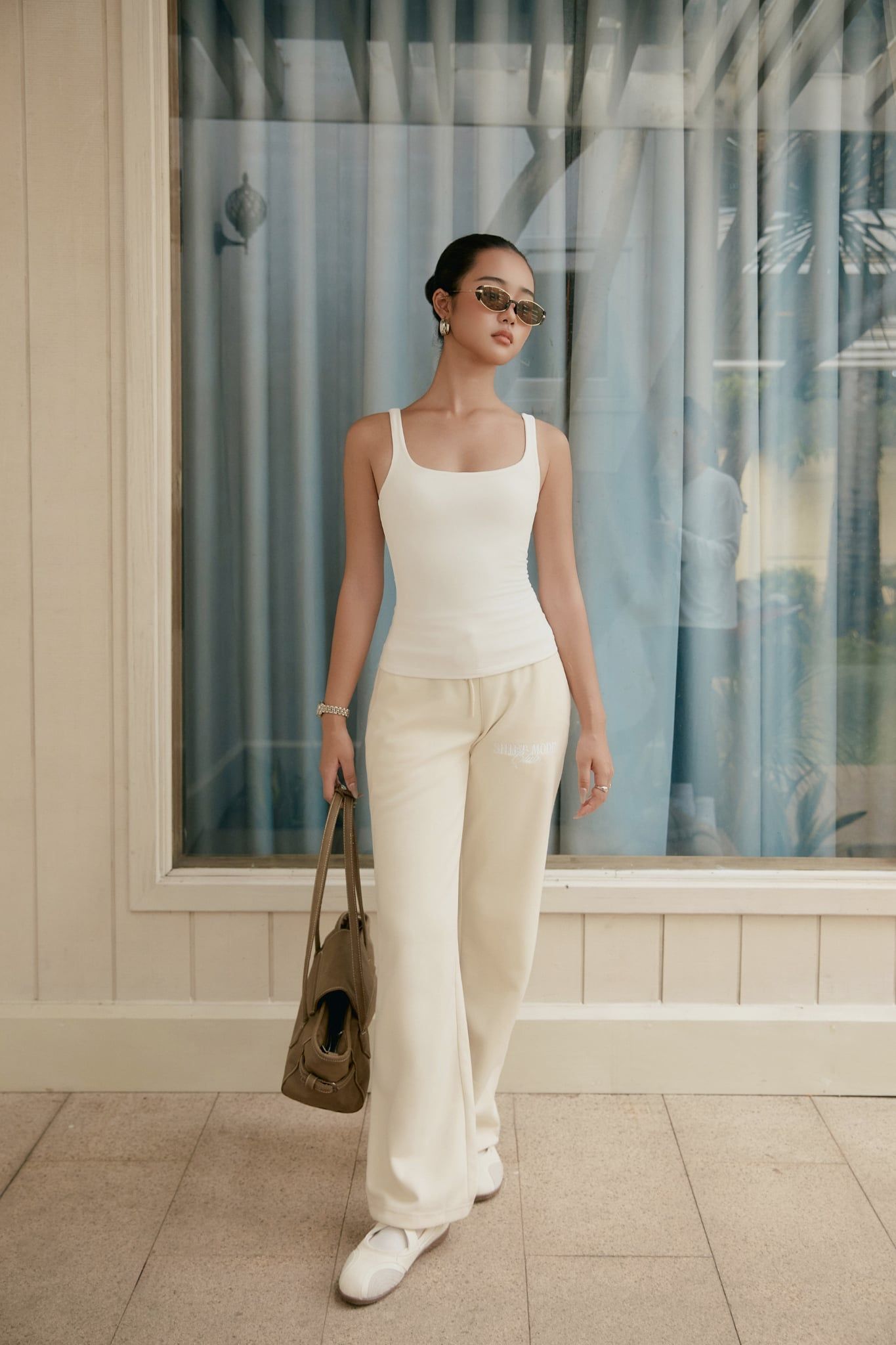  Quần Dài Sweatpants Ống Rộng Phối Bo Lưng 