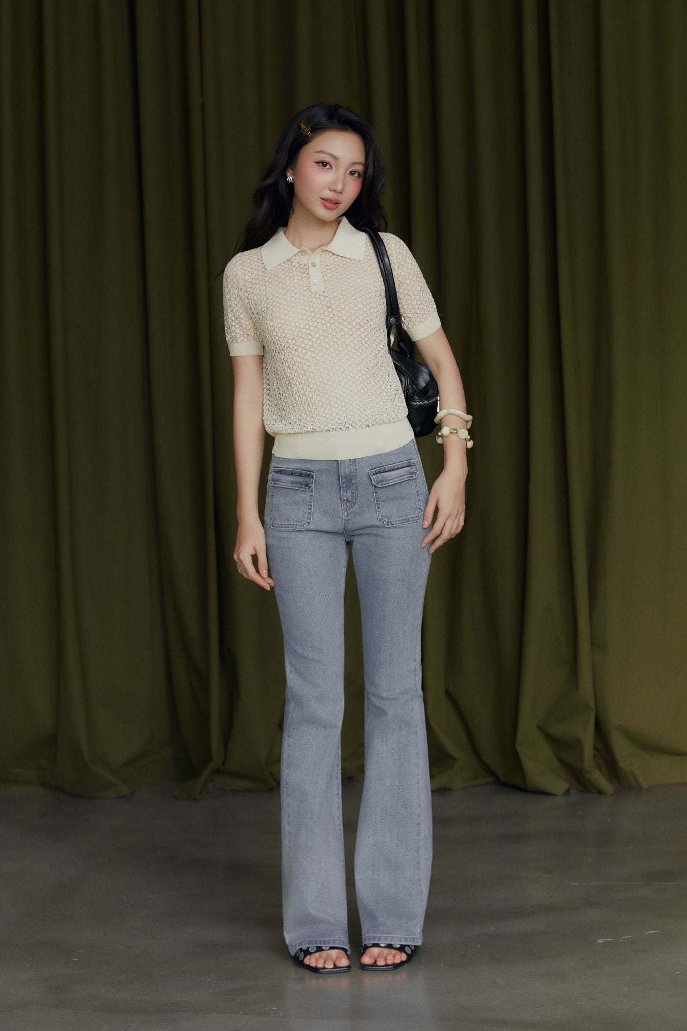 Quần Jean Ống Loe Flared Pocket Denim
