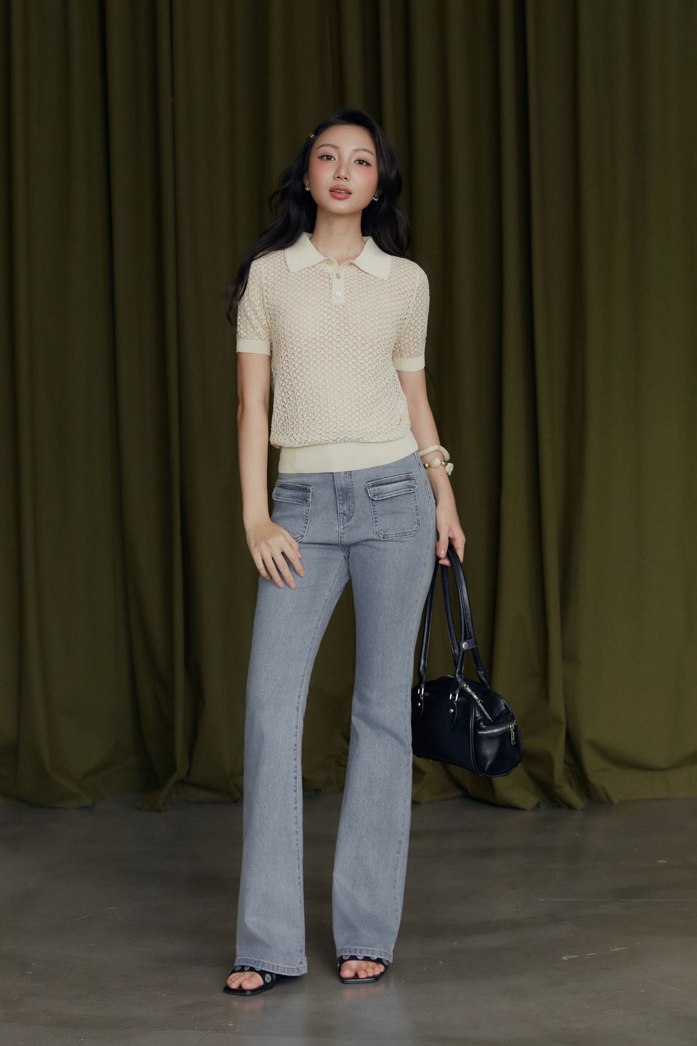 Quần Jean Ống Loe Flared Pocket Denim