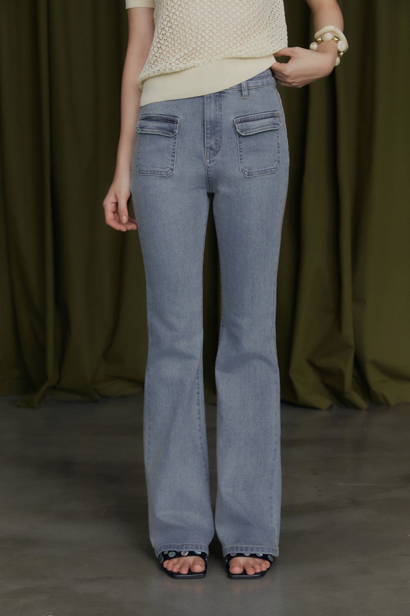 Quần Jean Ống Loe Flared Pocket Denim