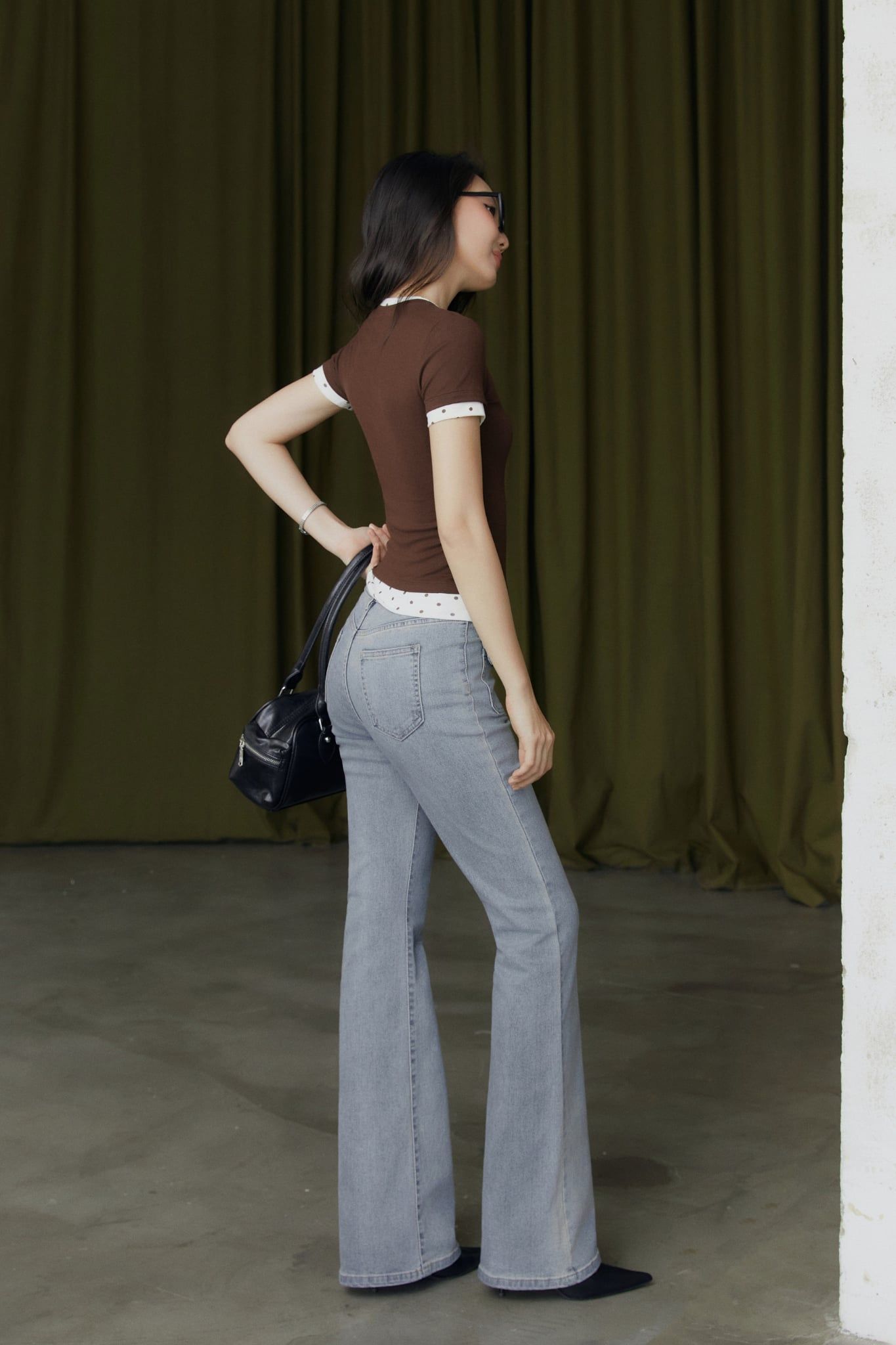 Quần Jean Ống Loe Flared Pocket Denim