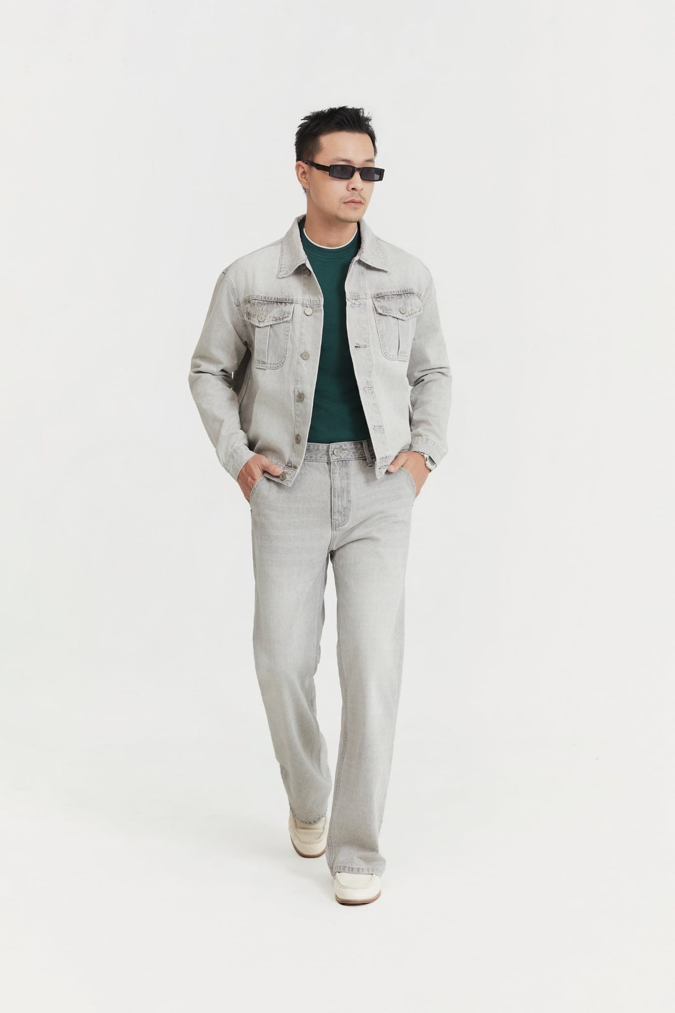 Áo Khoác Jean Boxy Static Gray Denim