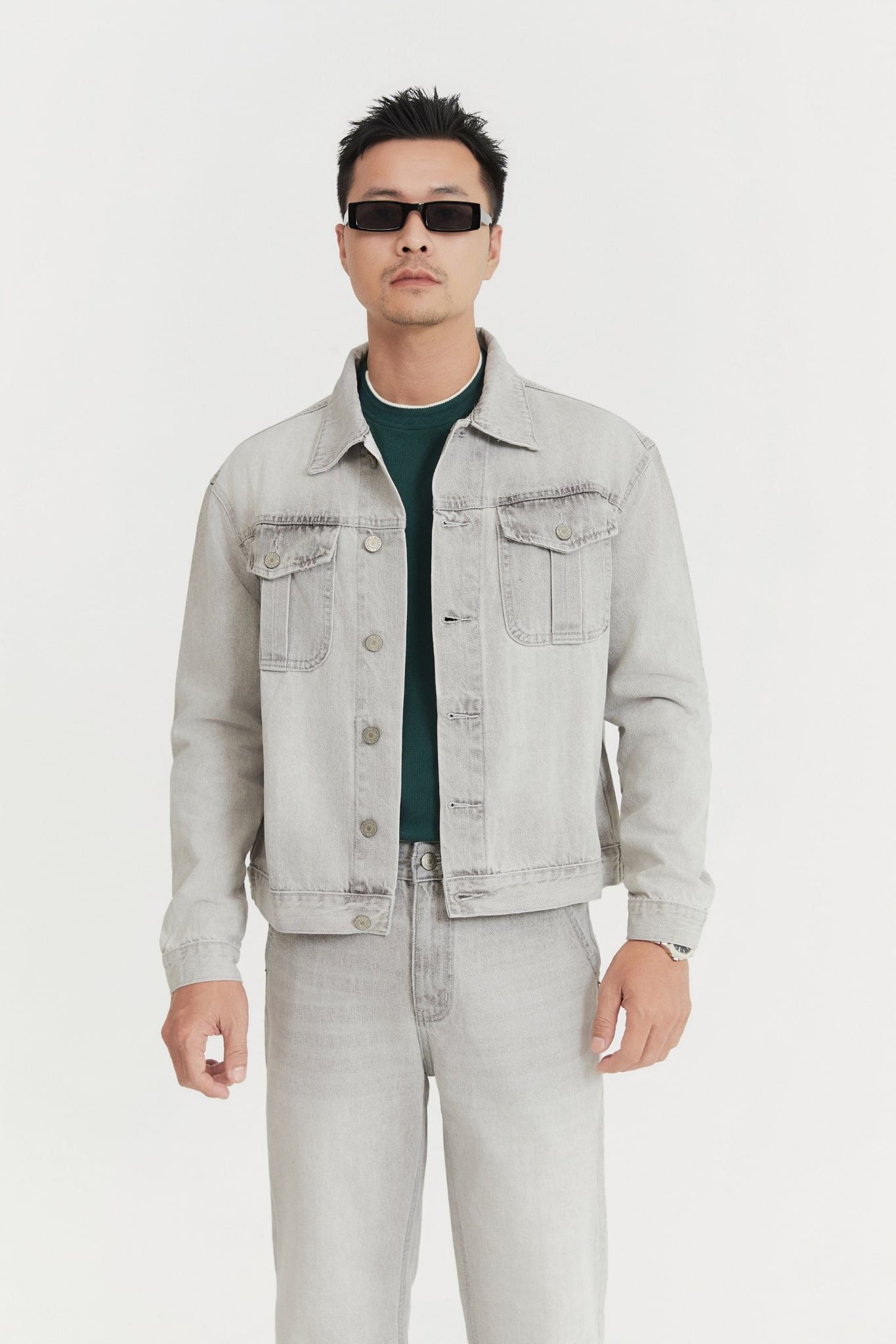  Áo Khoác Jean Boxy Static Gray Denim 