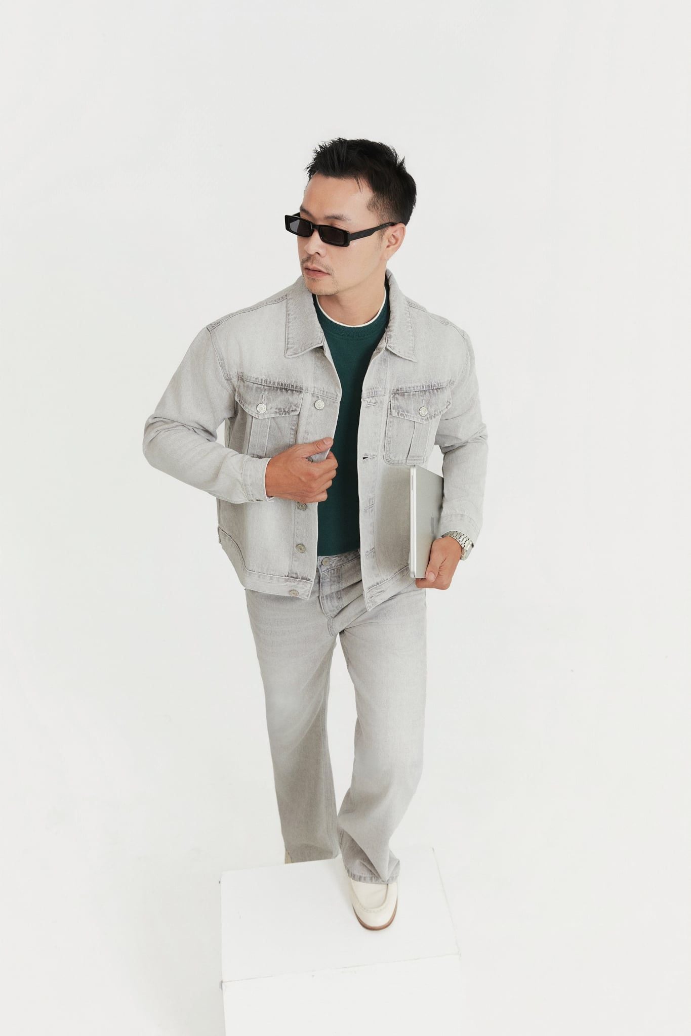 Áo Khoác Jean Boxy Static Gray Denim