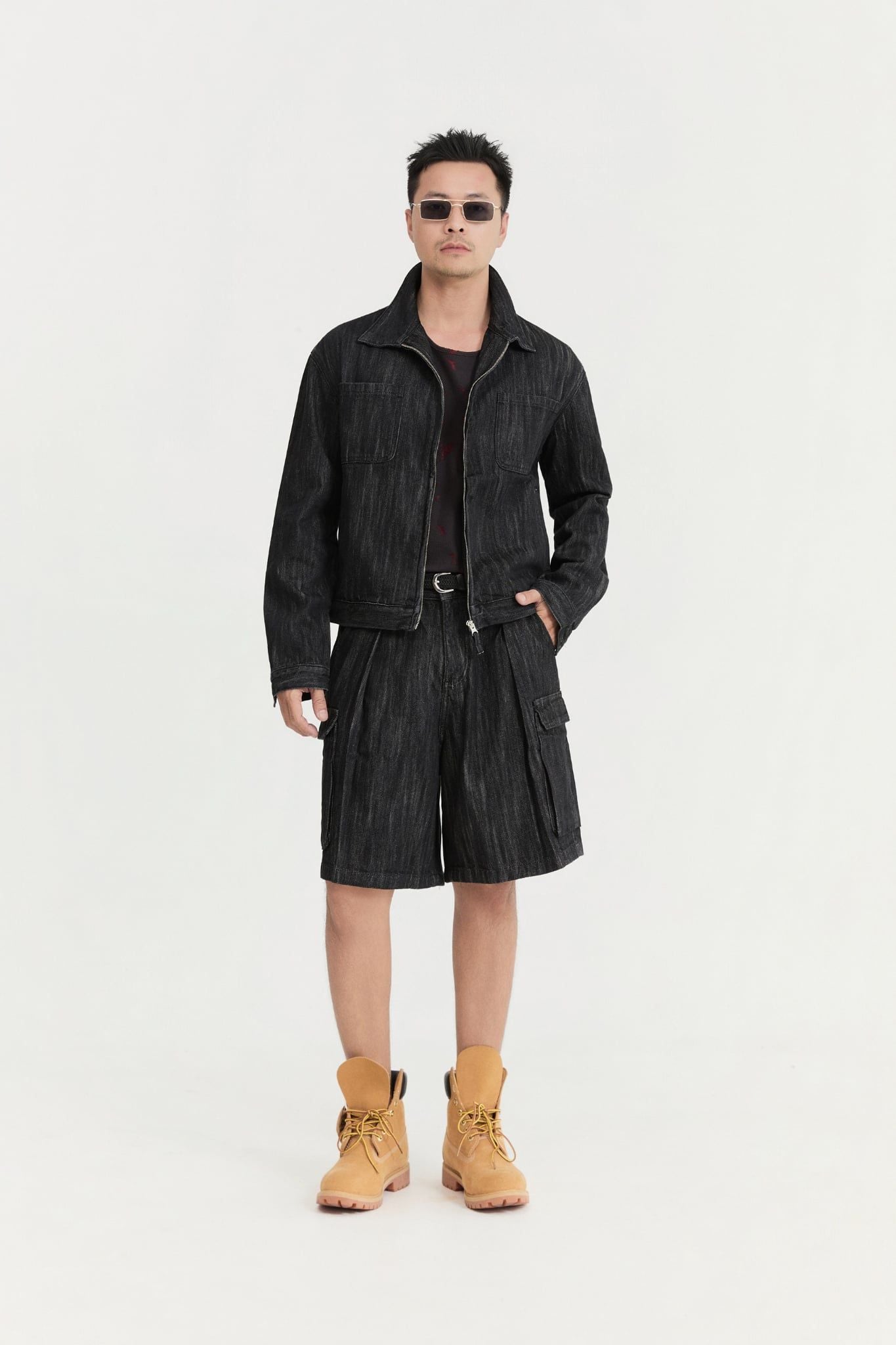 Quần Short Relaxed Jean Double Pleated Denim