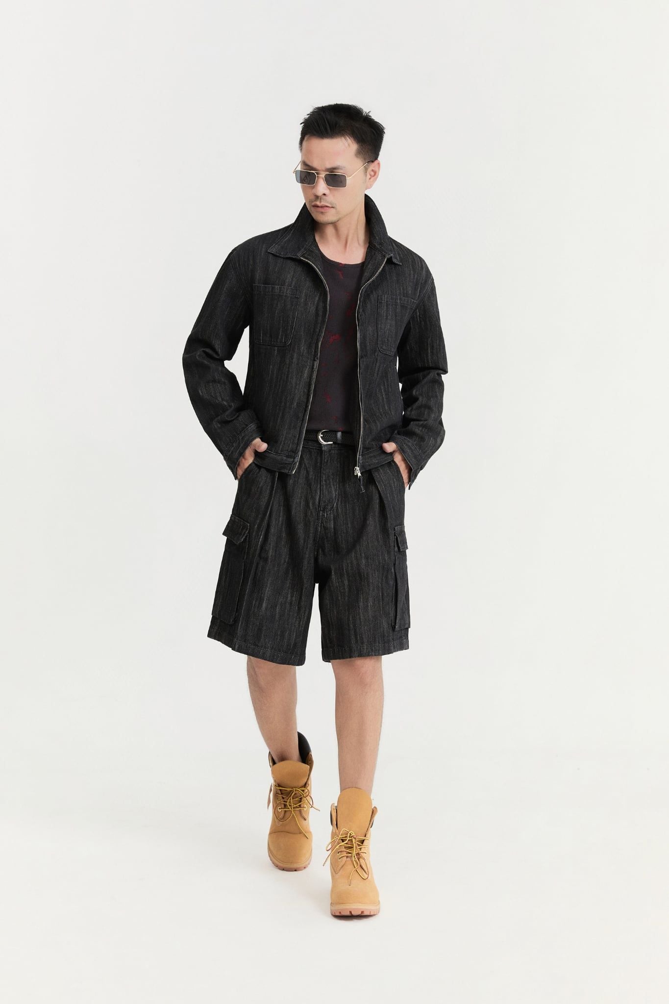 Quần Short Relaxed Jean Double Pleated Denim