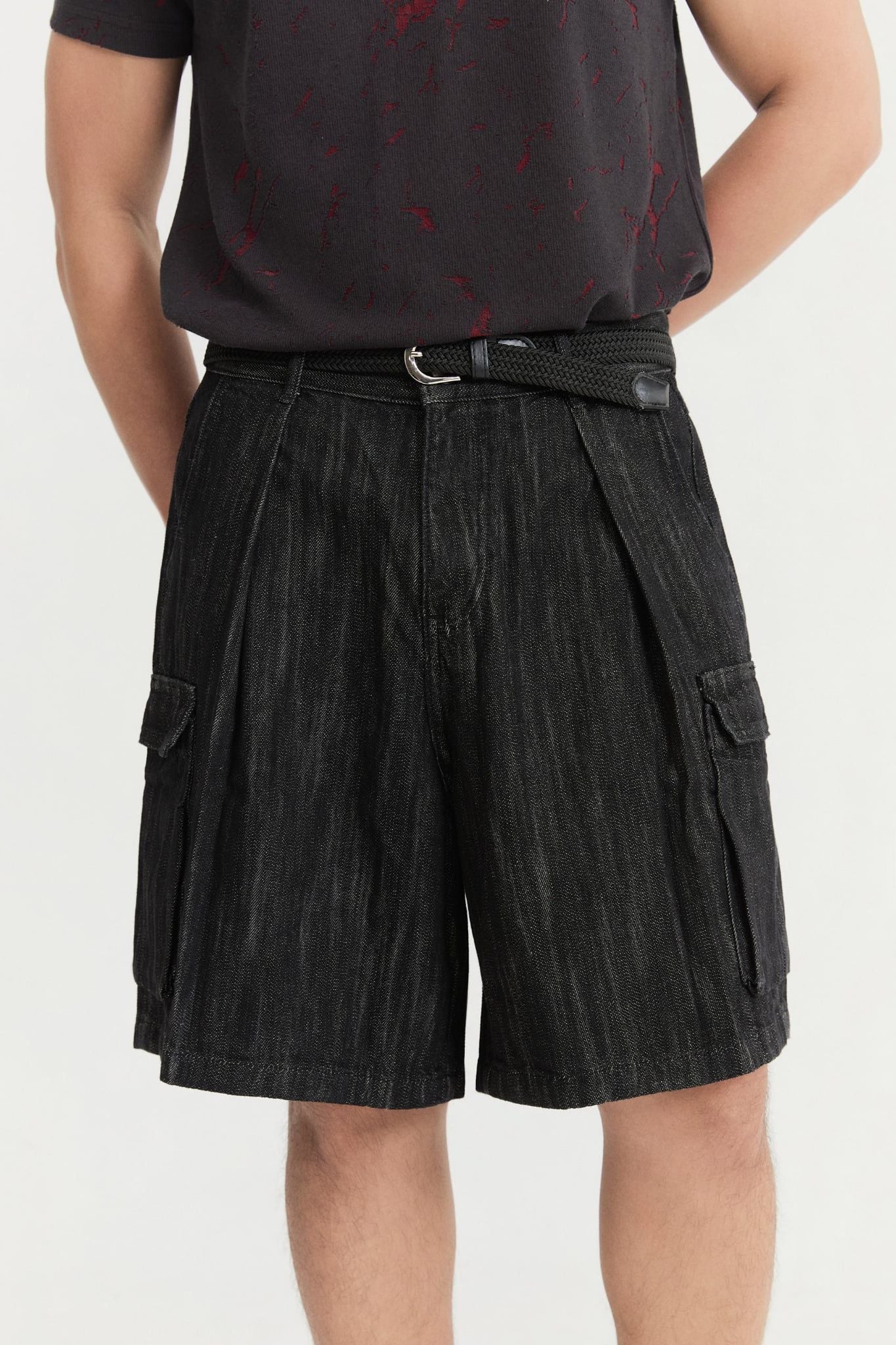 Quần Short Relaxed Jean Double Pleated Denim