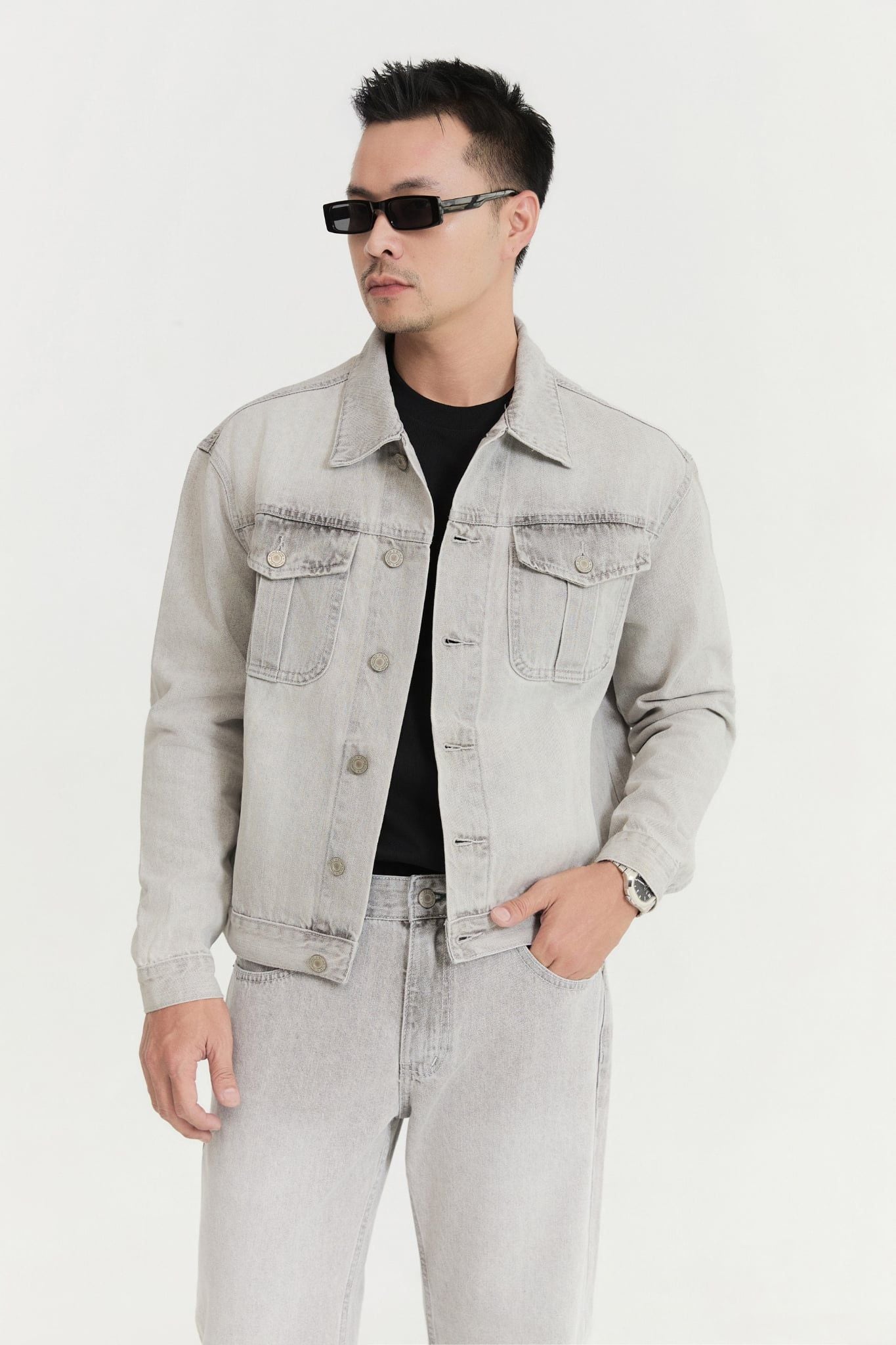 Áo Khoác Jean Boxy Static Gray Denim