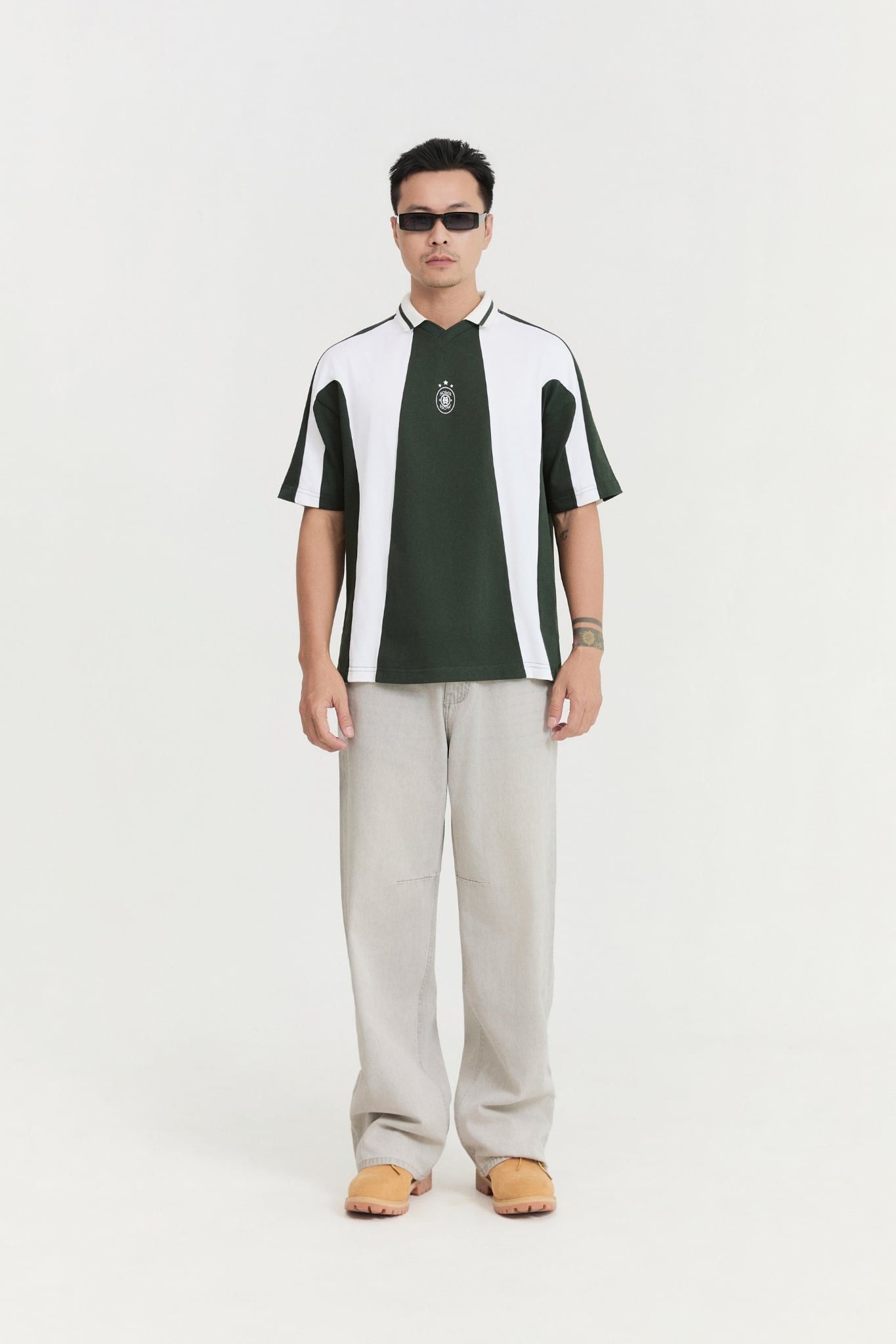 Áo Polo Oversize Kẻ Sọc Xanh 360GSM