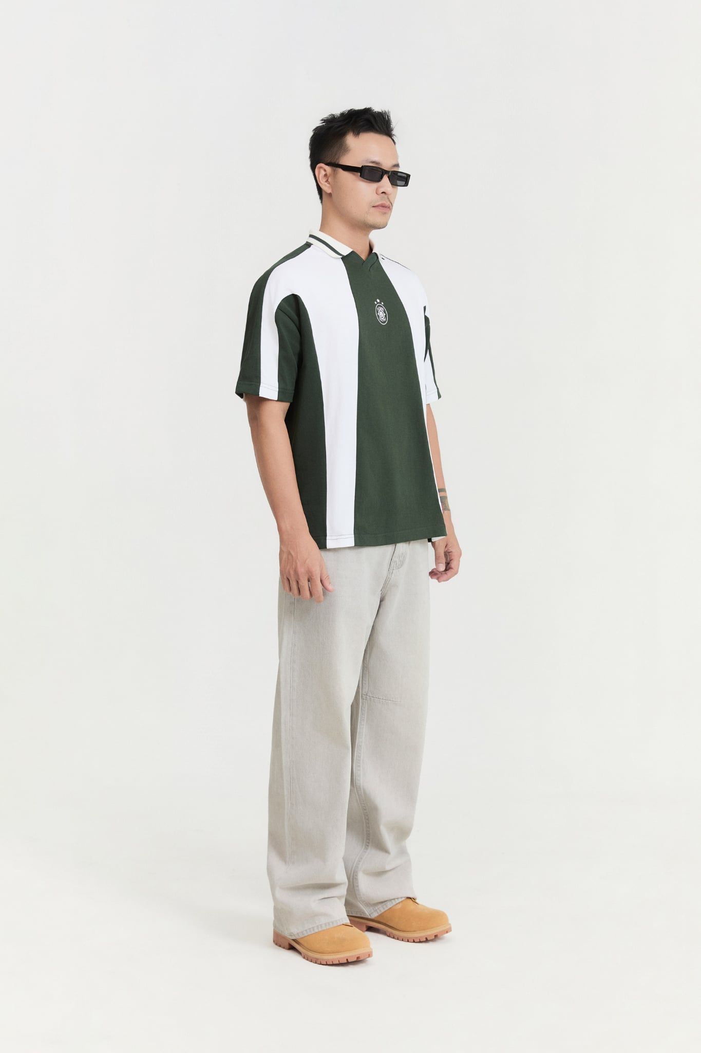 Áo Polo Oversize Kẻ Sọc Xanh 360GSM