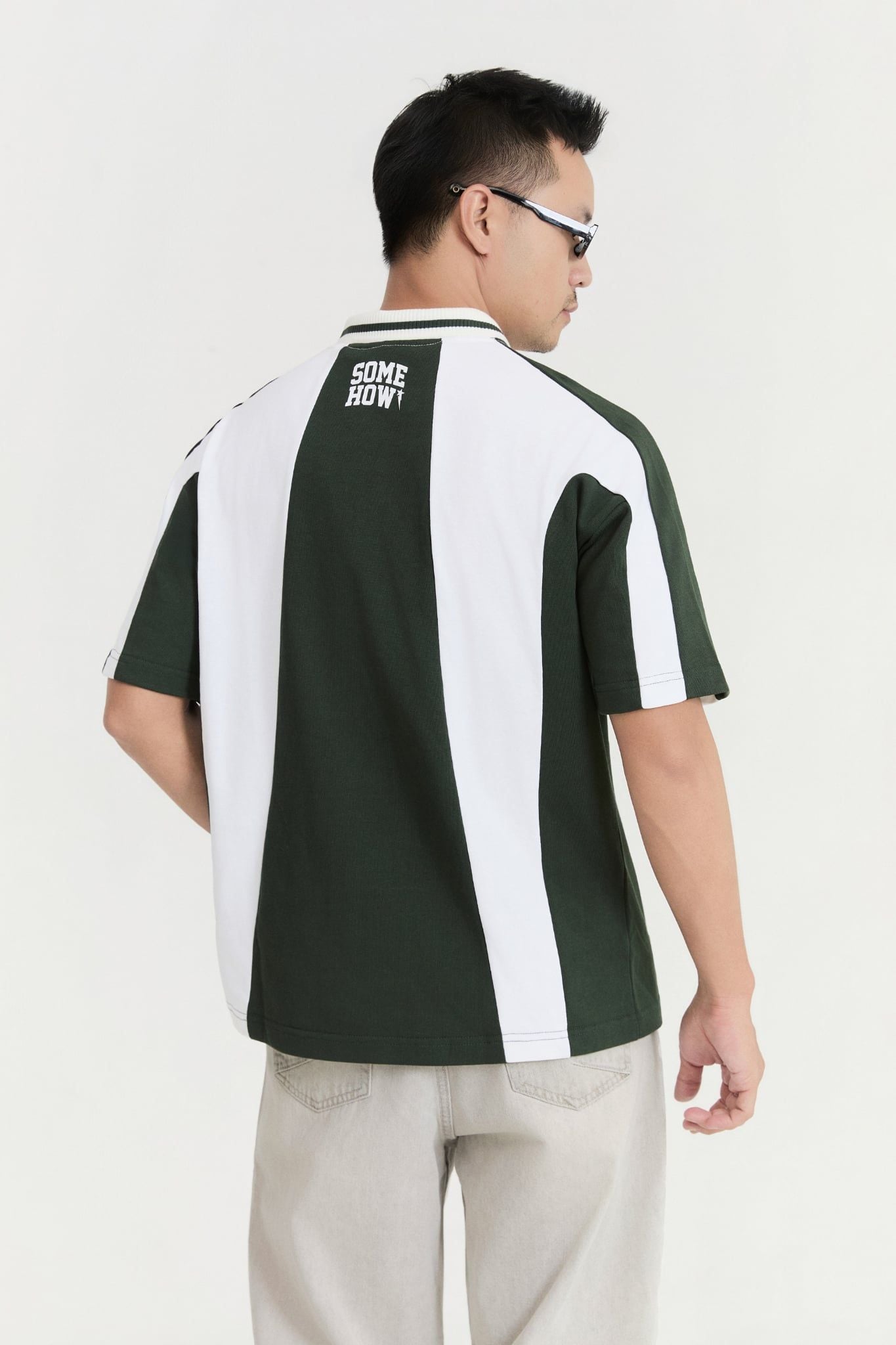  Áo Polo Oversize Kẻ Sọc Xanh 360GSM 