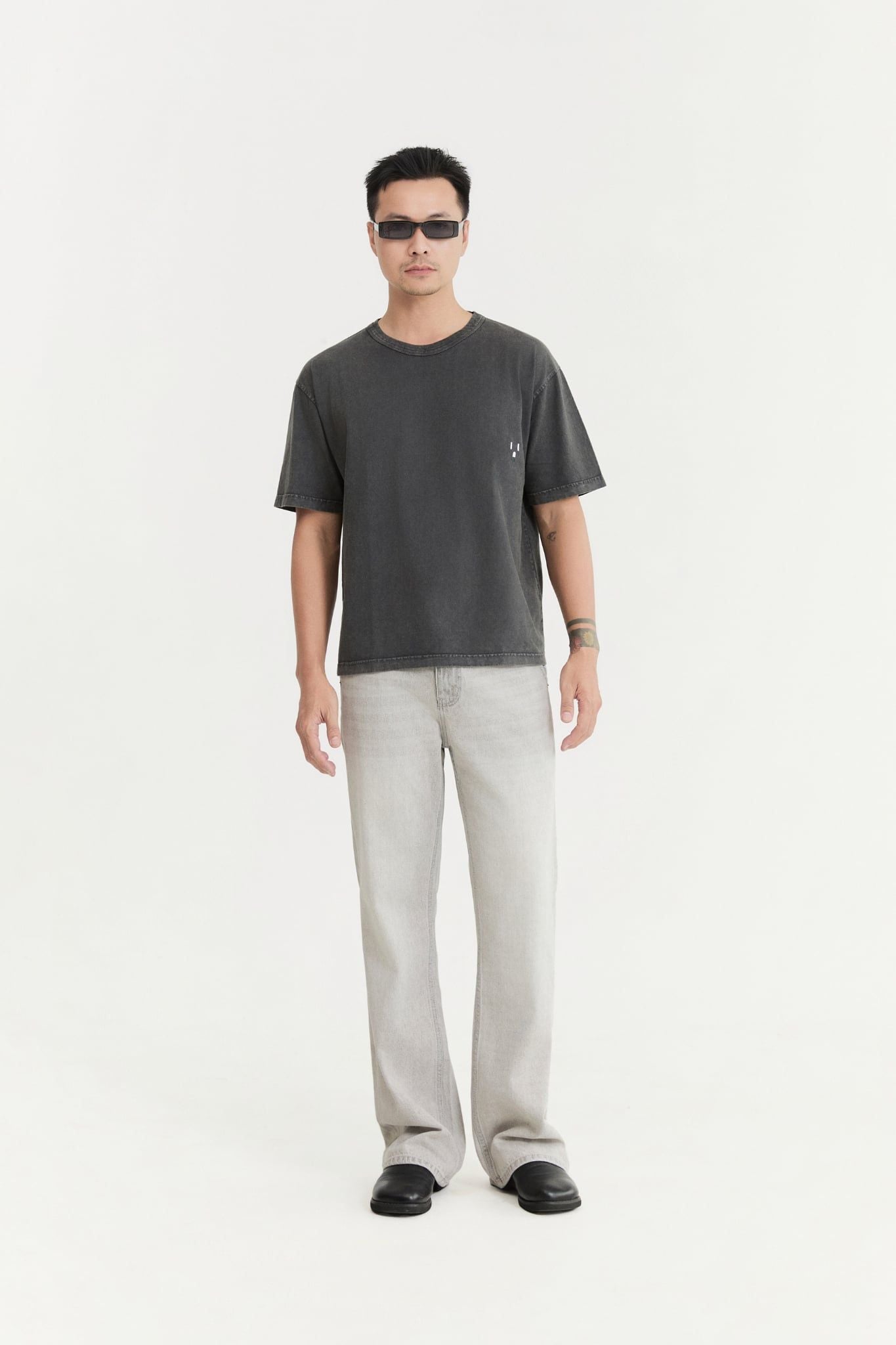 Áo Thun Boxy Wash  Static Gray