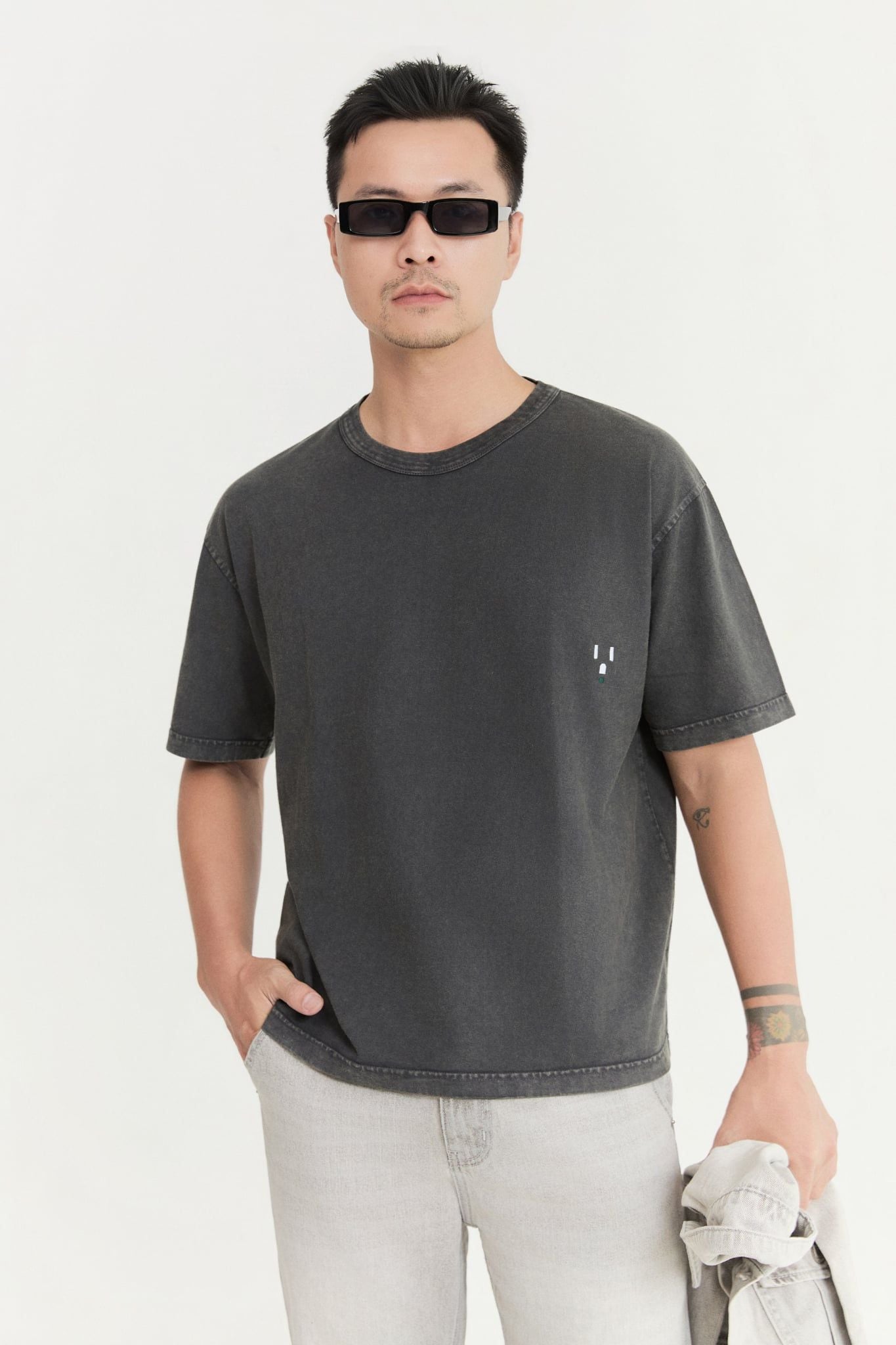  Áo Thun Boxy Wash  Static Gray 