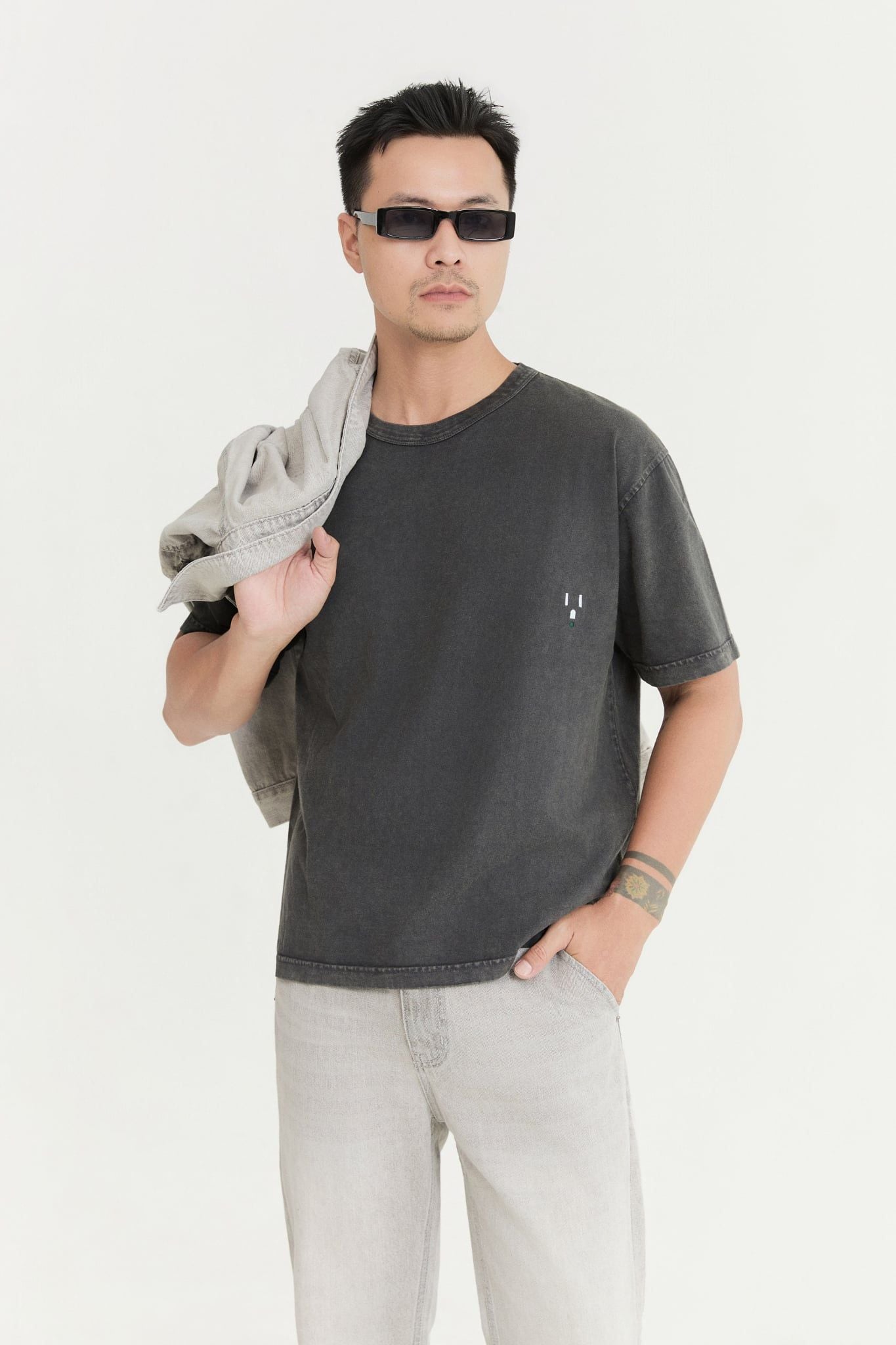 Áo Thun Boxy Wash  Static Gray