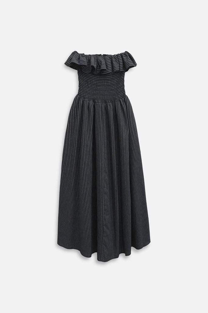  Đầm Dài Striped Maxi Dress Ruffle Detail 