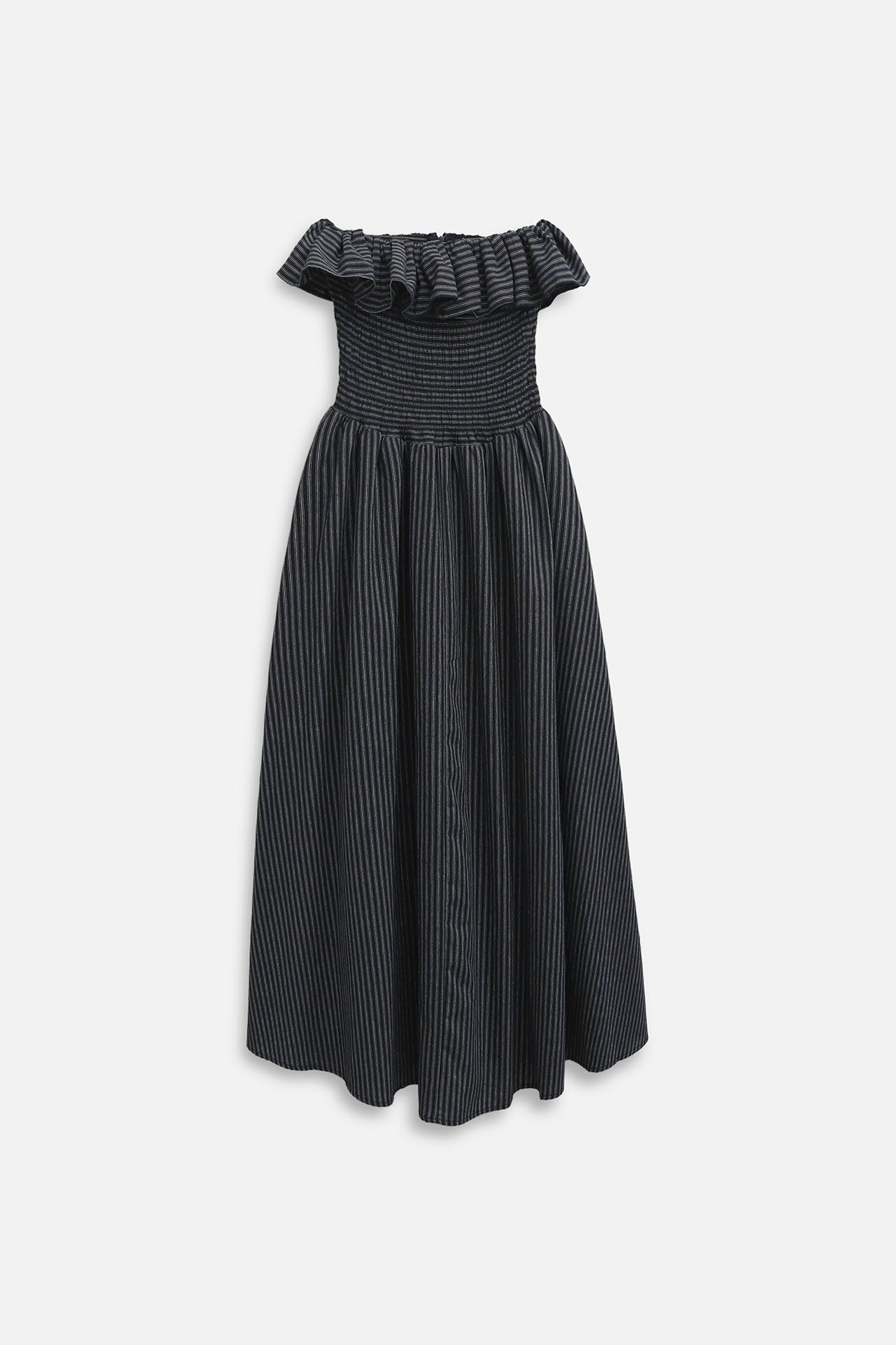 Đầm Dài Striped Maxi Dress Ruffle Detail