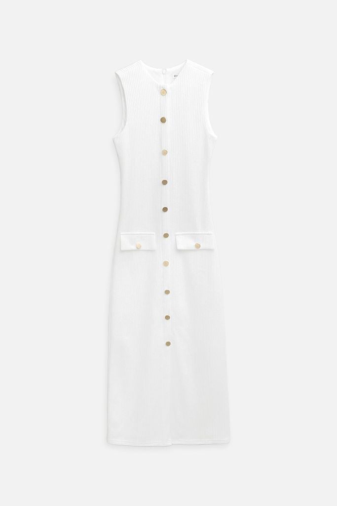  Đầm Dài Sleeveless Knit Button 