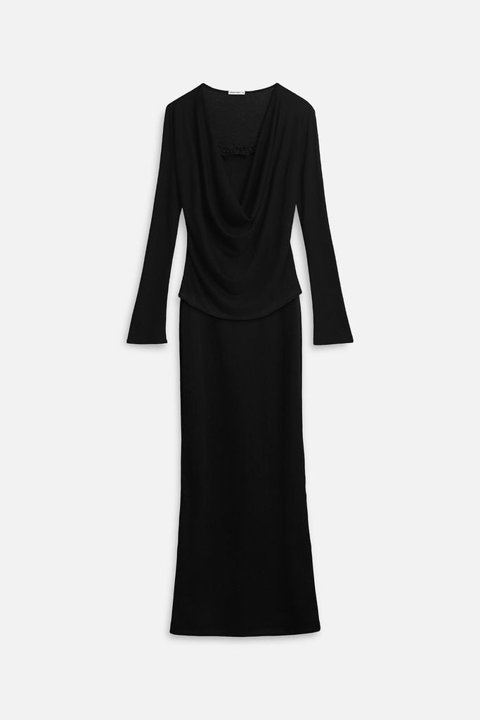  Đầm Dài Rib Drape Seta 