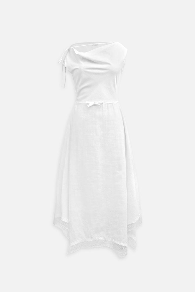  Đầm Dài Vai Lệch Phối Ren Ethereal 