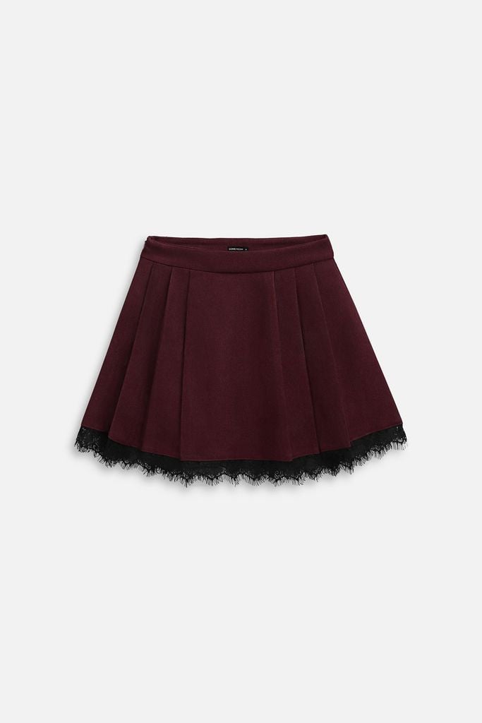  Chân Váy Ngắn Side Pleat Lacey Hem 