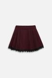 Chân Váy Ngắn Side Pleat Lacey Hem